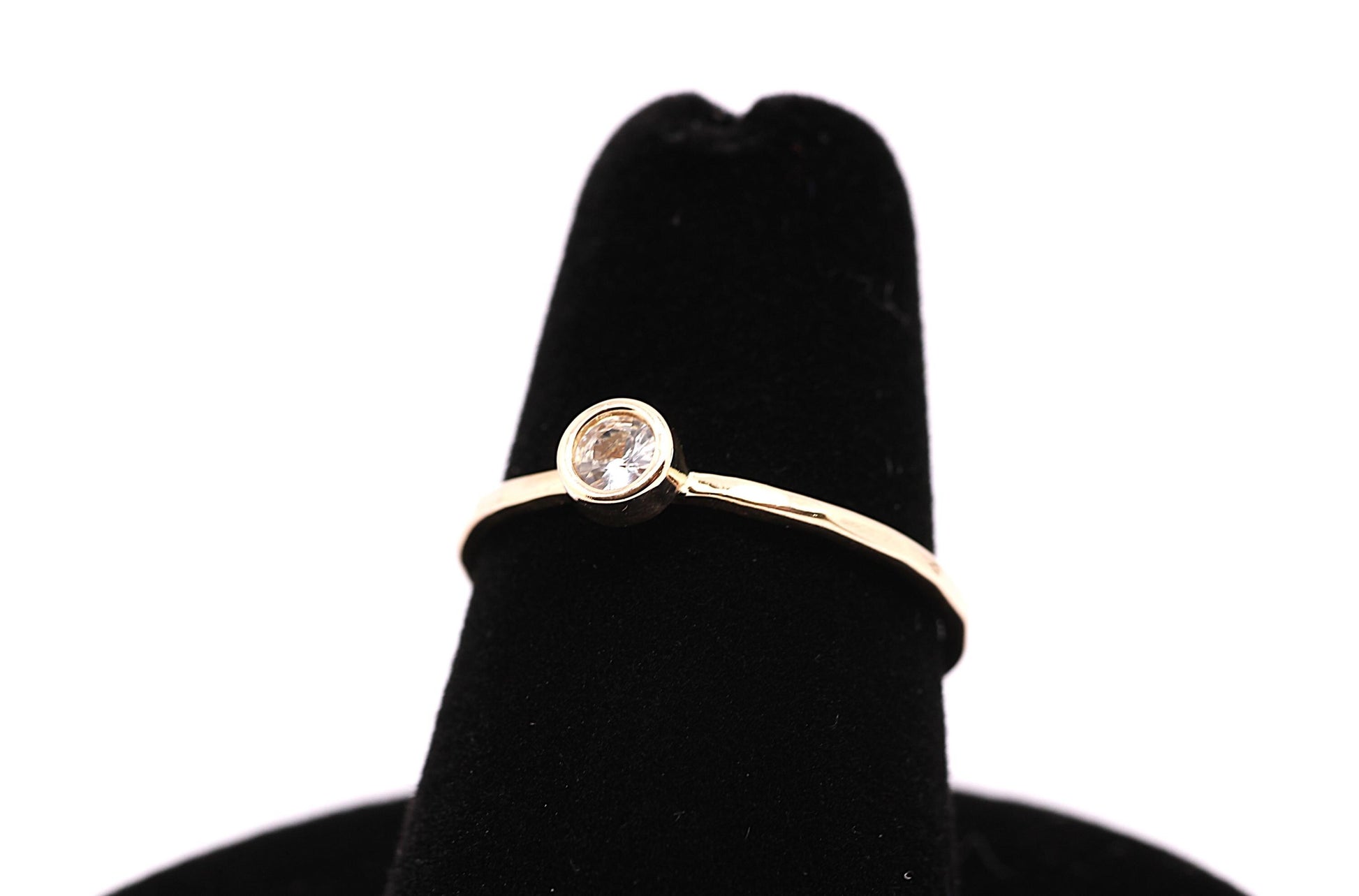 Dainty 14k Gold Diamond Solitaire Ring: Stacking Promise Ring
