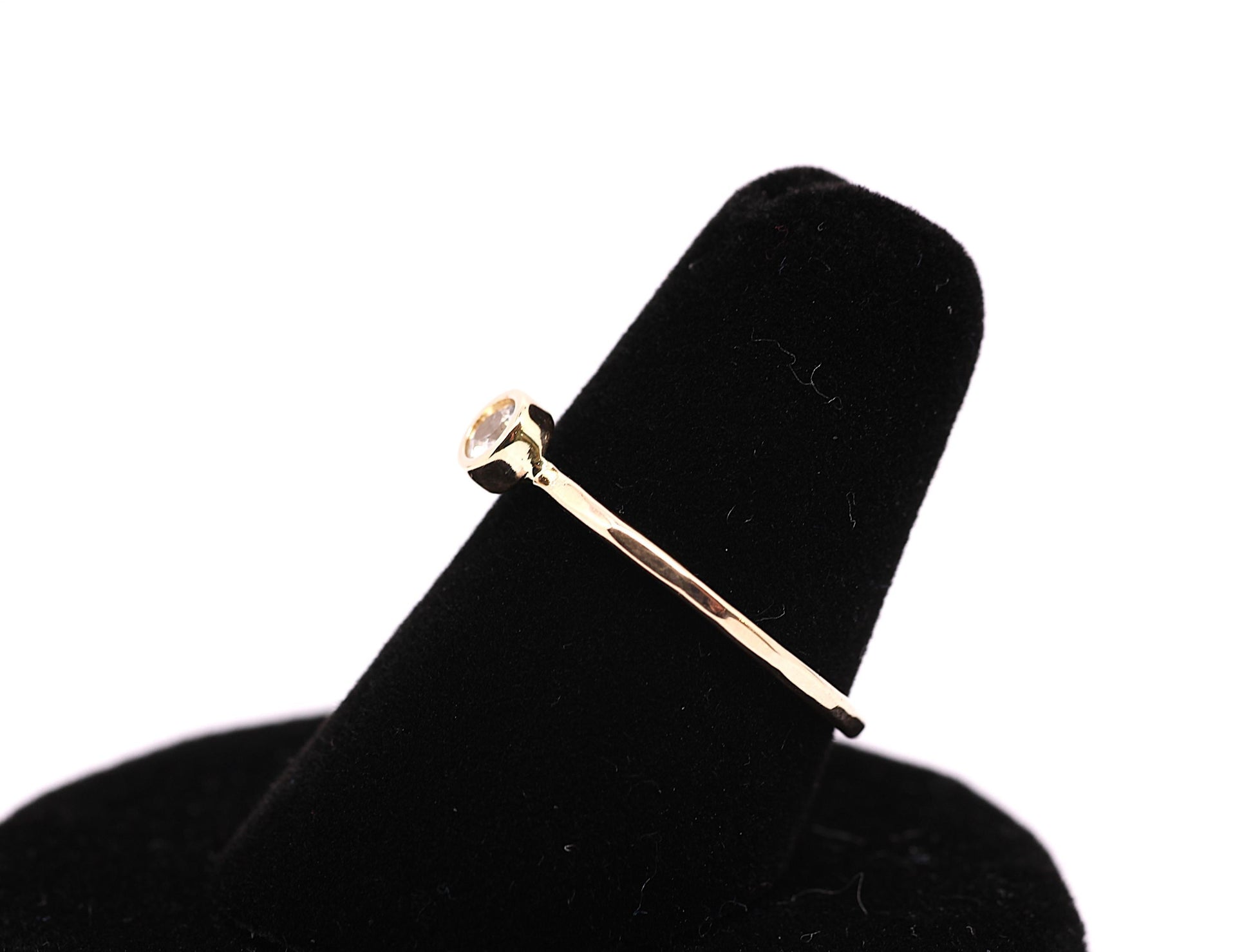 Dainty 14k Gold Diamond Solitaire Ring: Stacking Promise Ring