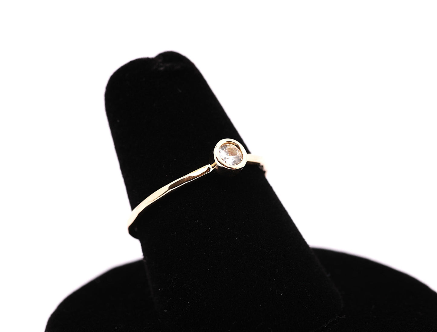 Dainty 14k Gold Diamond Solitaire Ring: Stacking Promise Ring