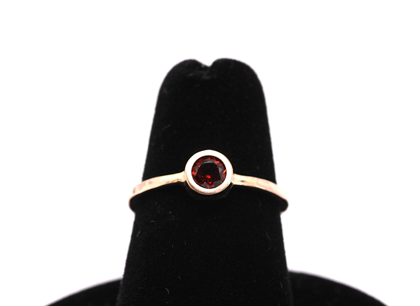 Dainty 14k Gold Garnet Ring: January Birthstone Stacking Ring