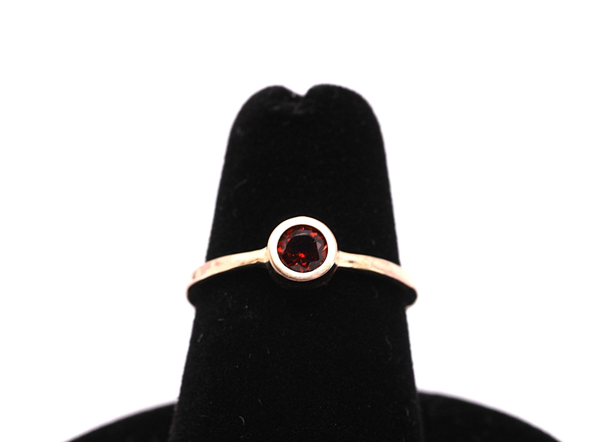 Dainty 14k Gold Garnet Ring: January Birthstone Stacking Ring