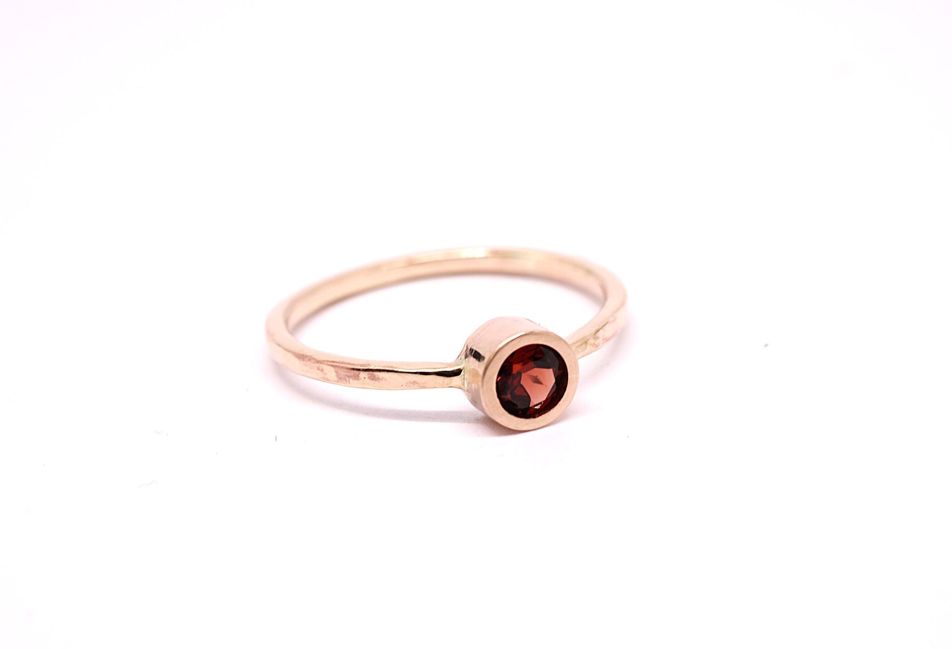 Dainty 14k Gold Garnet Ring: January Birthstone Stacking Ring