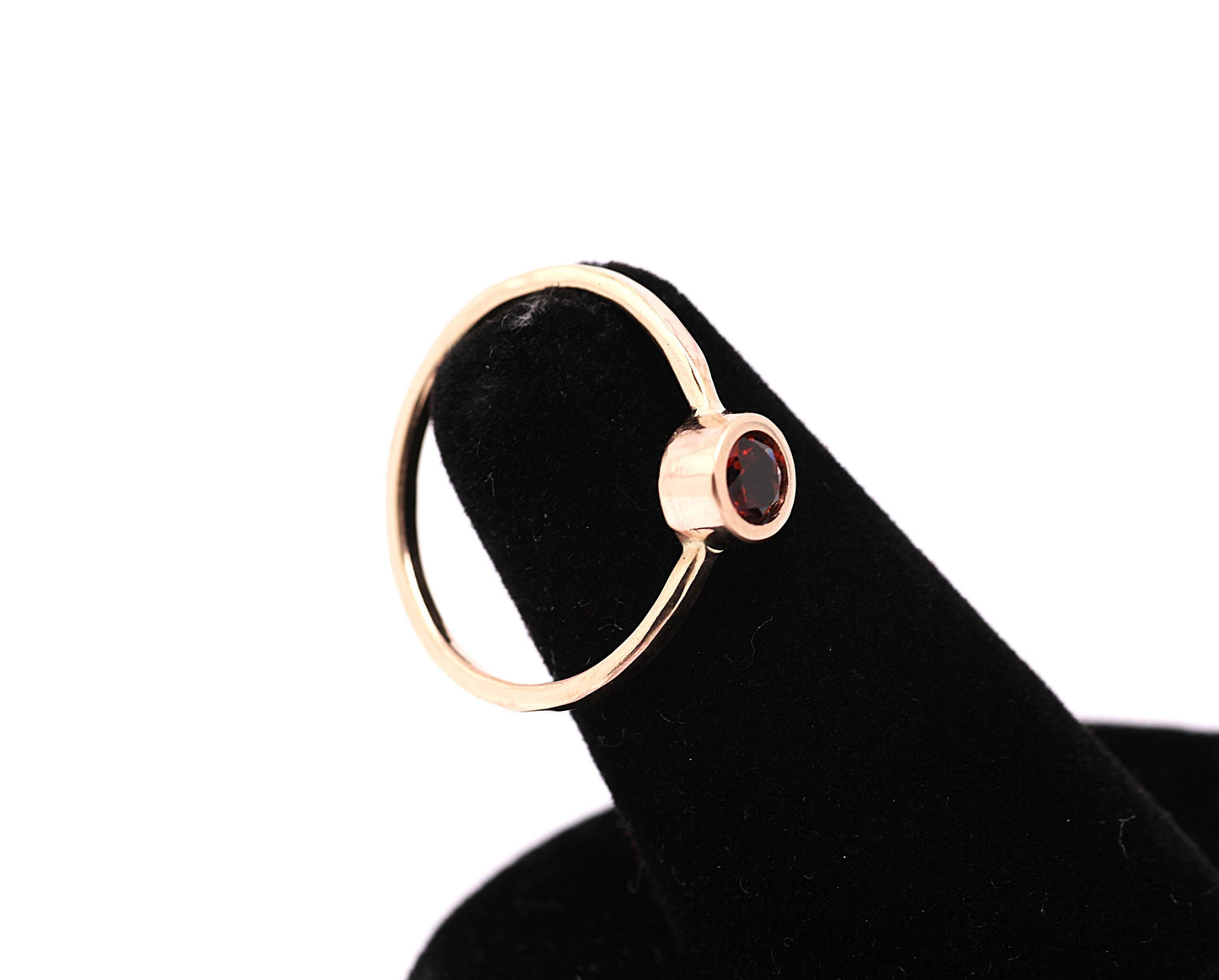 Dainty 14k Gold Garnet Ring: January Birthstone Stacking Ring