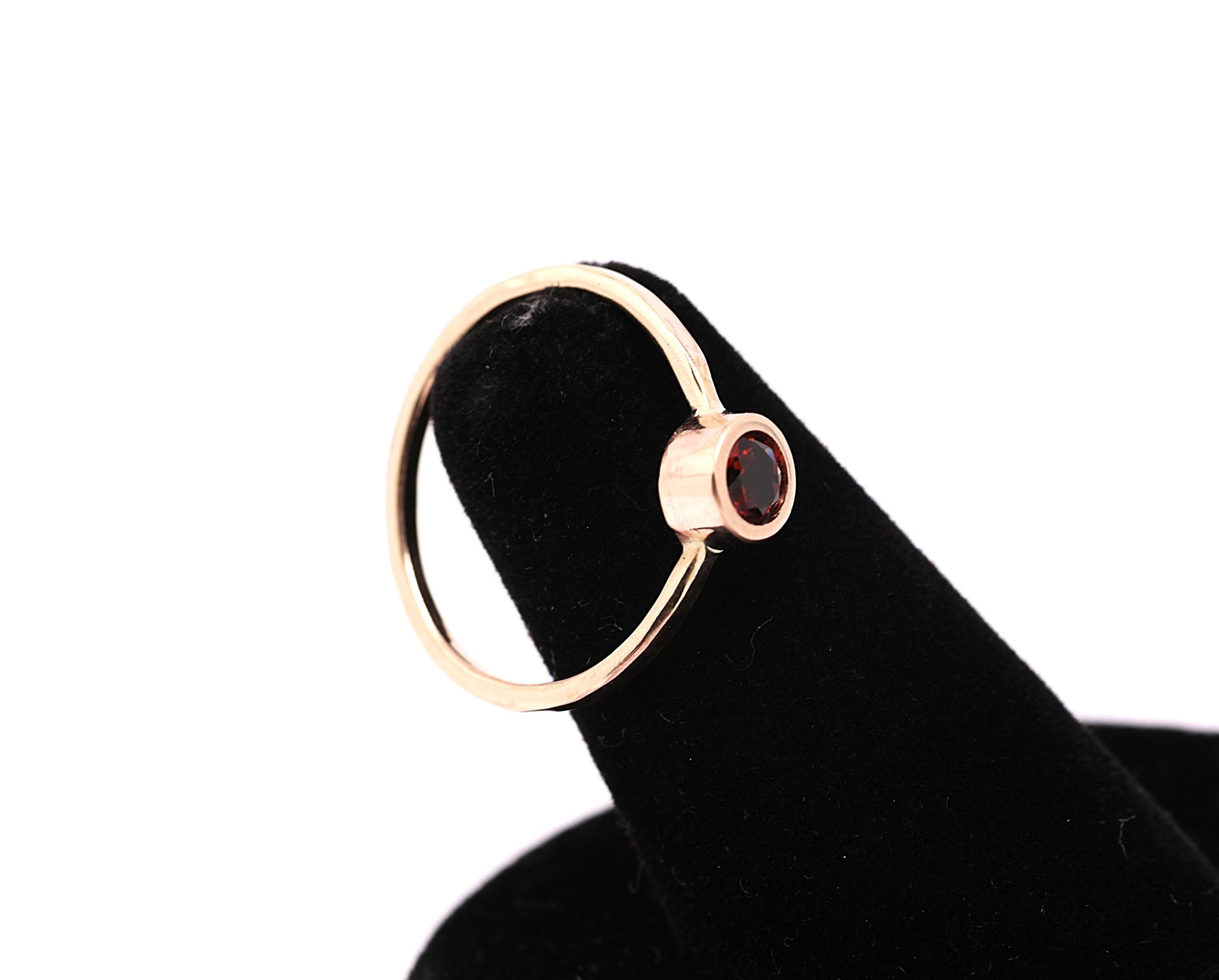 Dainty 14k Gold Garnet Ring: January Birthstone Stacking Ring