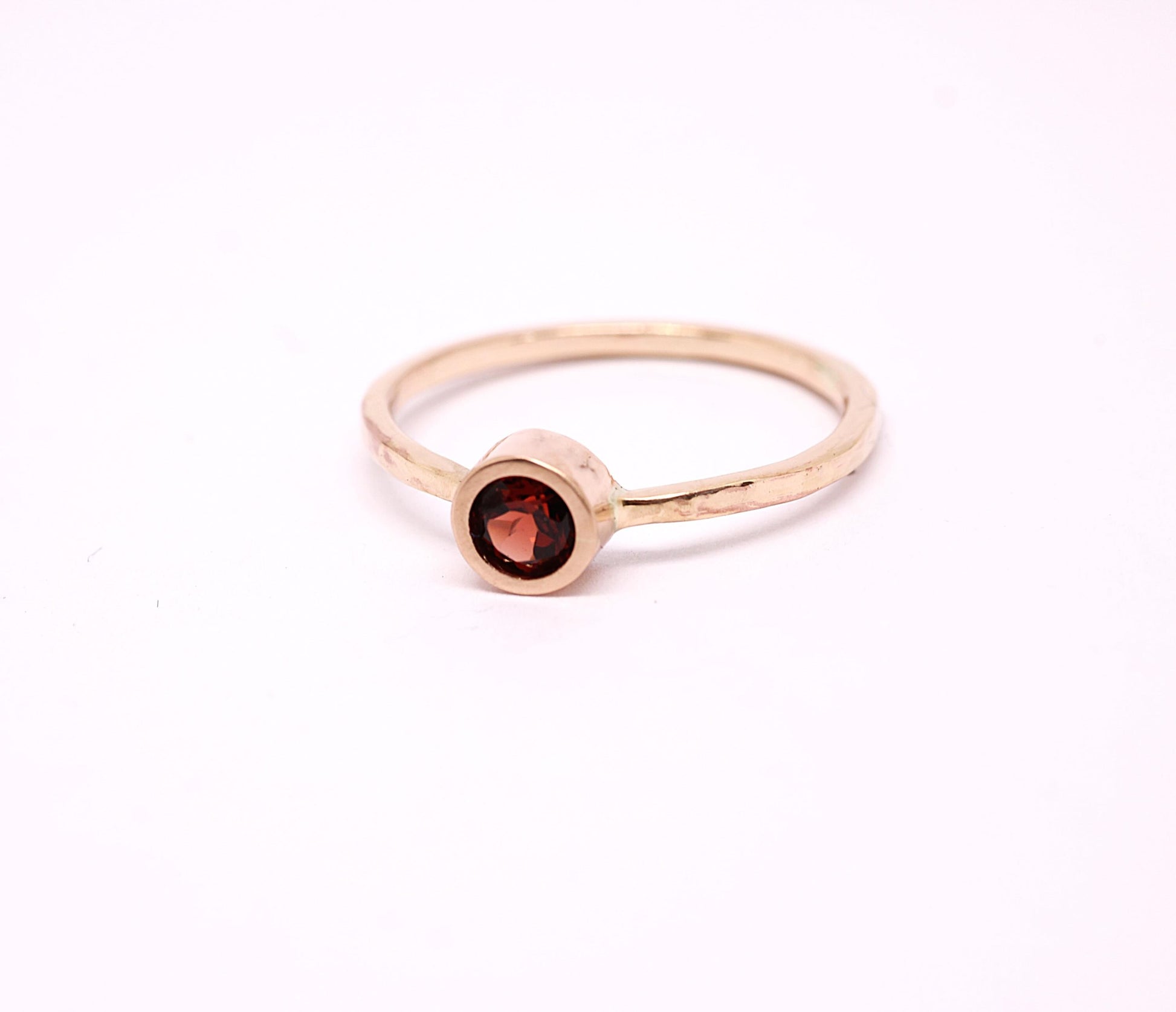 Dainty 14k Gold Garnet Ring: January Birthstone Stacking Ring
