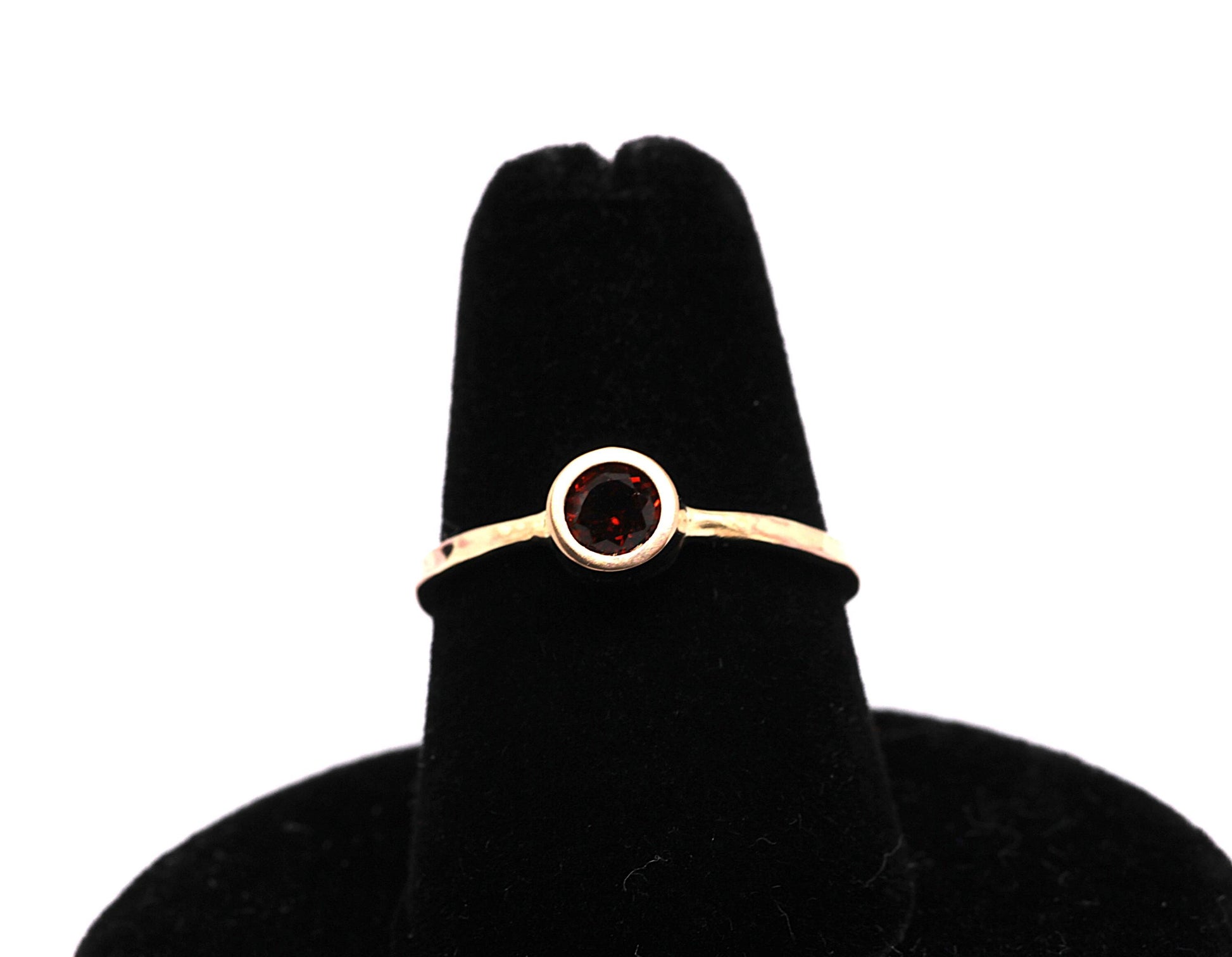 Dainty 14k Gold Garnet Ring: January Birthstone Stacking Ring