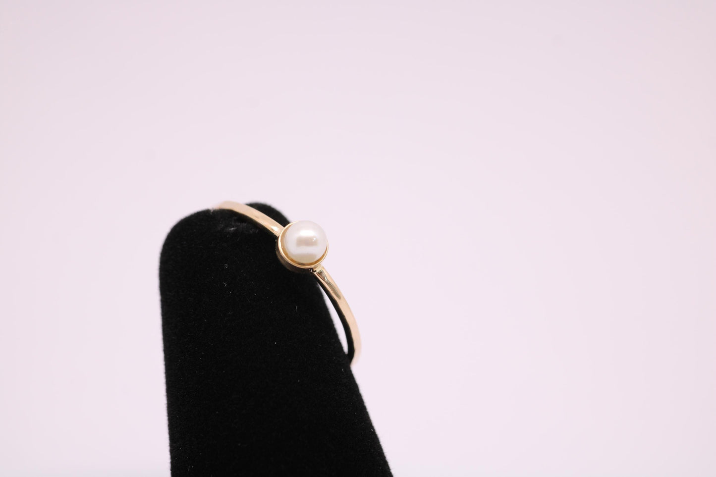 Dainty 14k Gold Pearl Ring: June Birthstone Stacking Ring