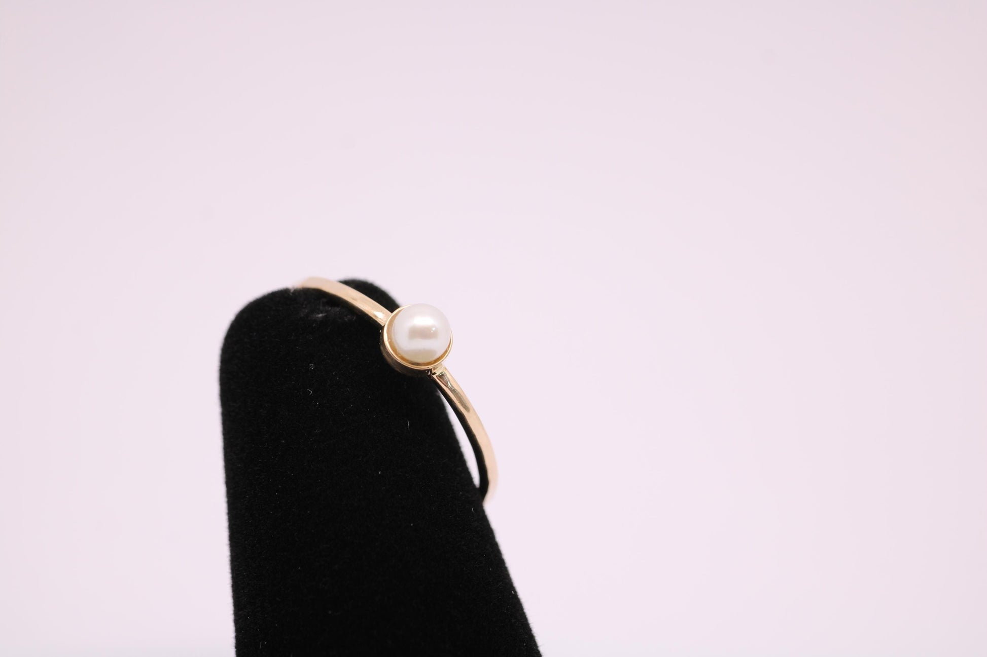 Dainty 14k Gold Pearl Ring: June Birthstone Stacking Ring