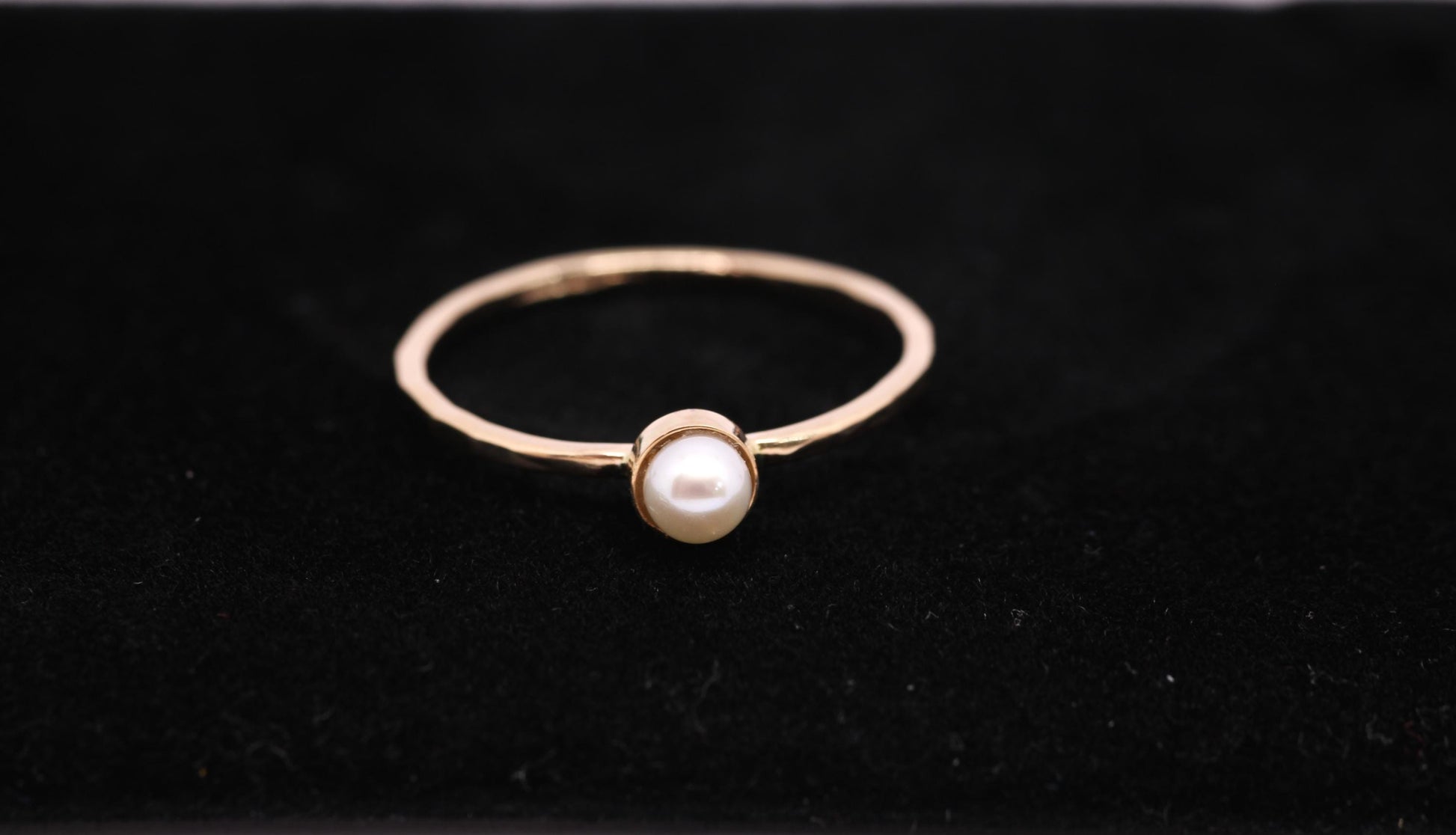 Dainty 14k Gold Pearl Ring: June Birthstone Stacking Ring
