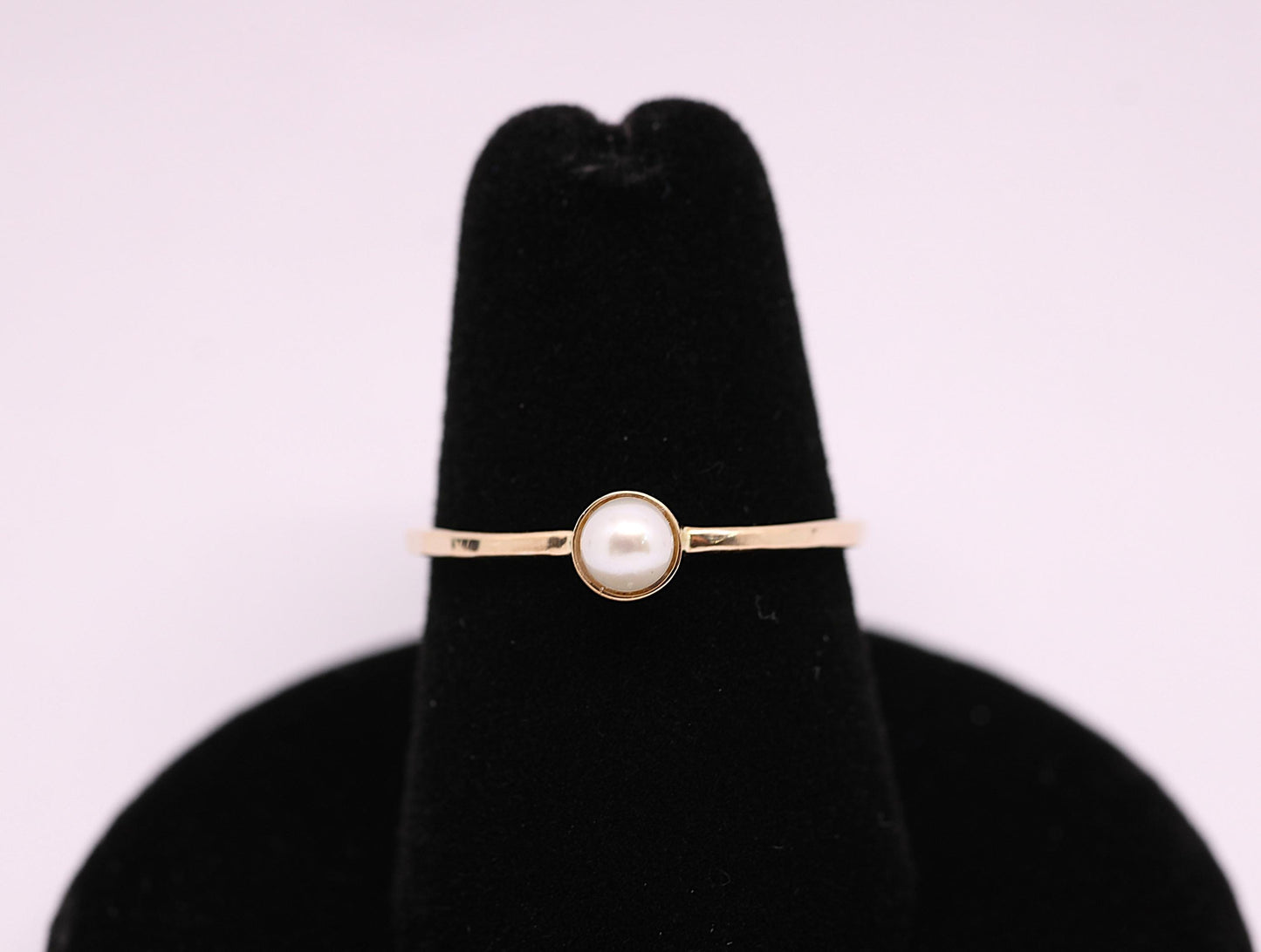 Dainty 14k Gold Pearl Ring: June Birthstone Stacking Ring