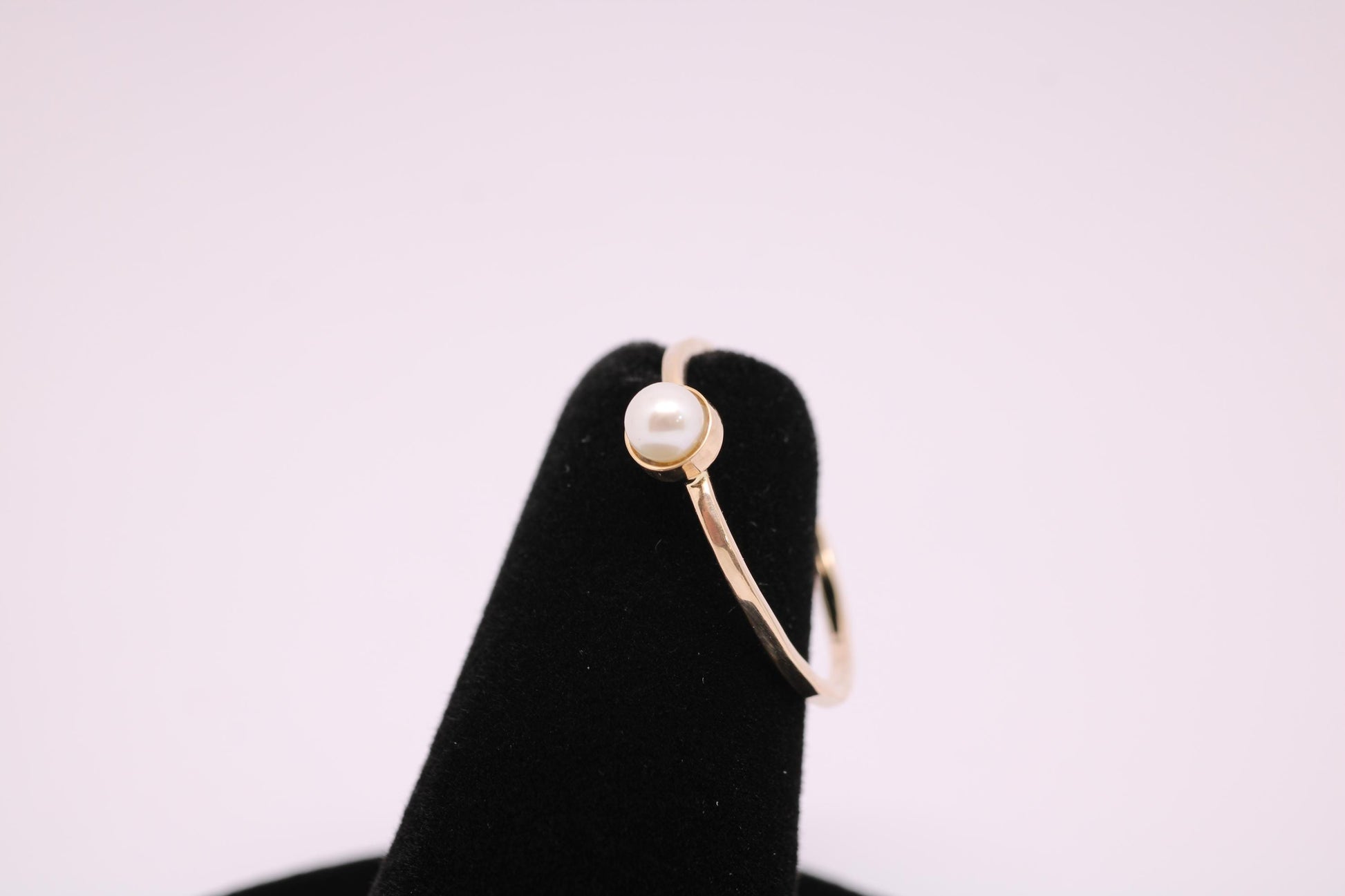 Dainty 14k Gold Pearl Ring: June Birthstone Stacking Ring