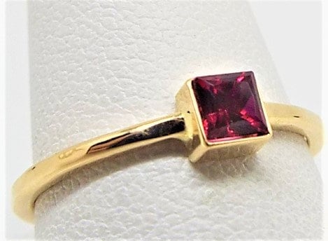 Dainty 14k Gold Red Topaz Ring: December Birthstone