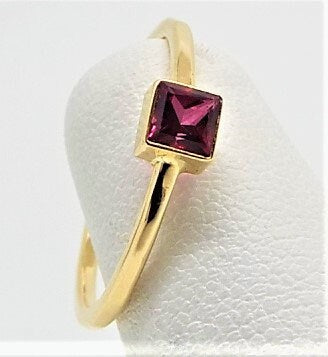 Dainty 14k Gold Red Topaz Ring: December Birthstone