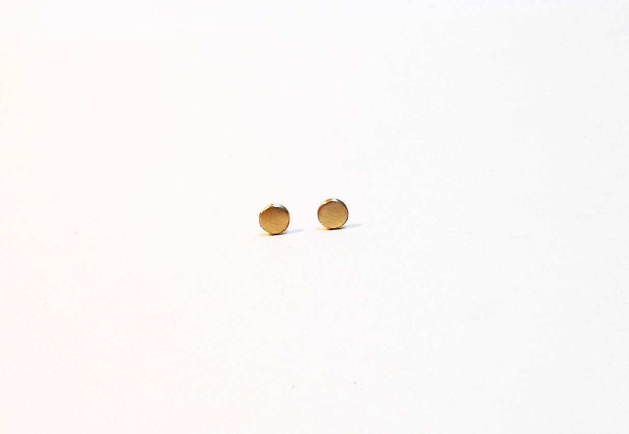Handmade 14k Gold Stud Earrings: Beveled Edge, Choose Finish