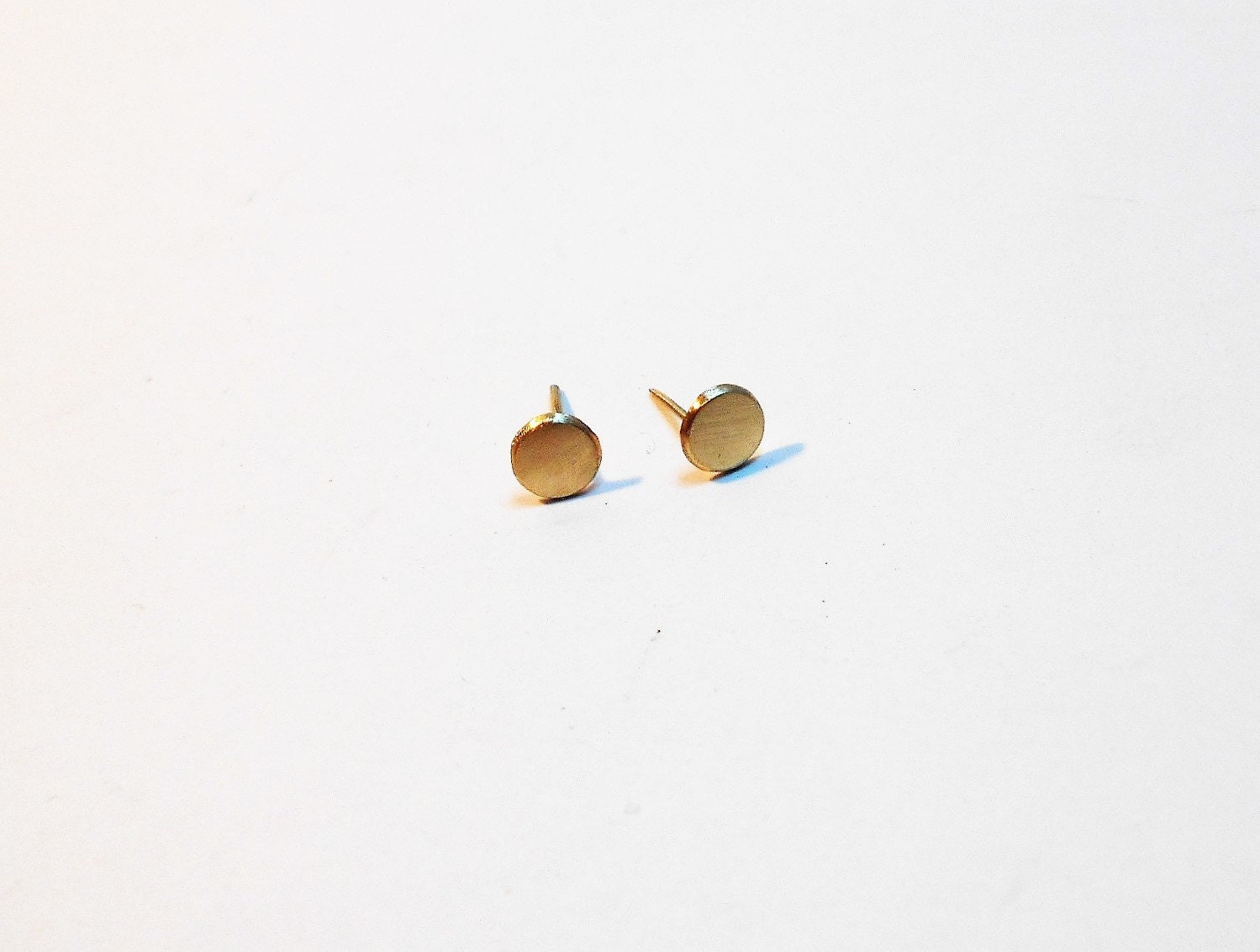 Handmade 14k Gold Stud Earrings: Beveled Edge, Choose Finish