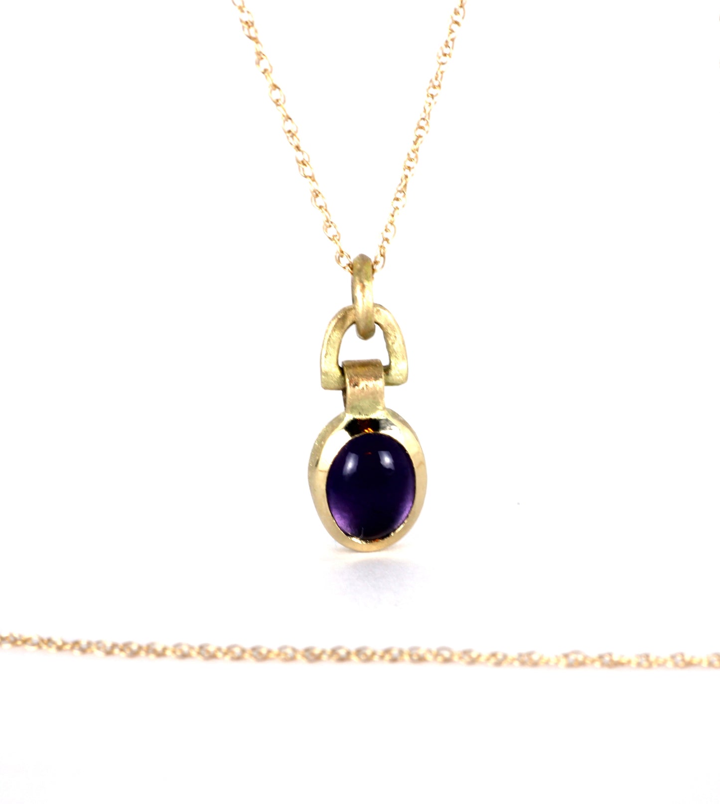 Solid 14k Gold Deep Purple Amethyst Pendant Necklace