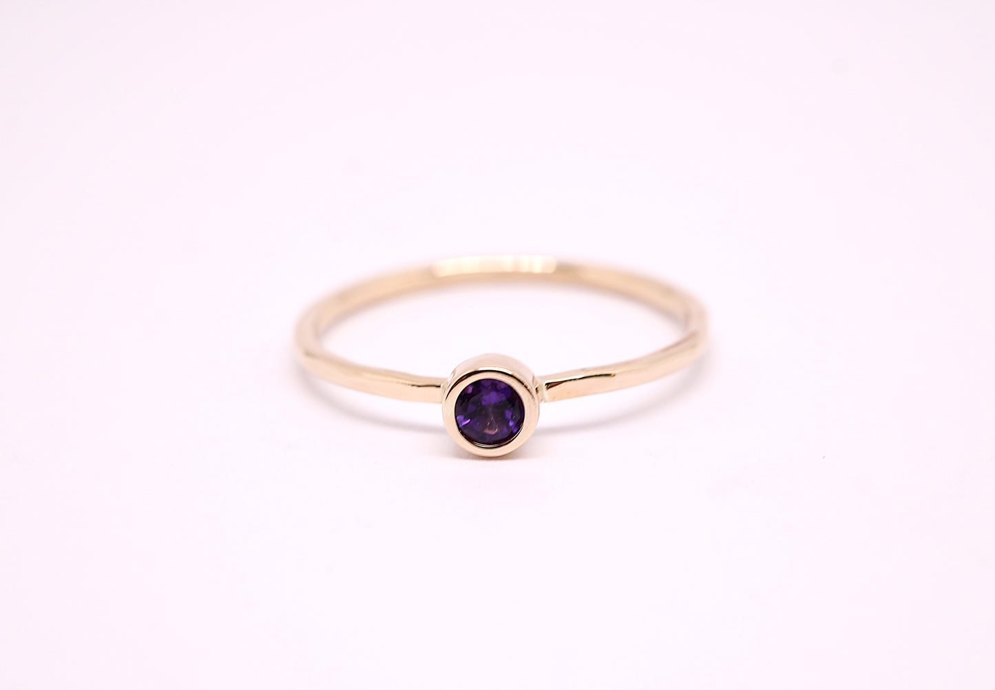 Solid 14K Gold Birthstone Stacking Ring - All 12 Gemstones Available