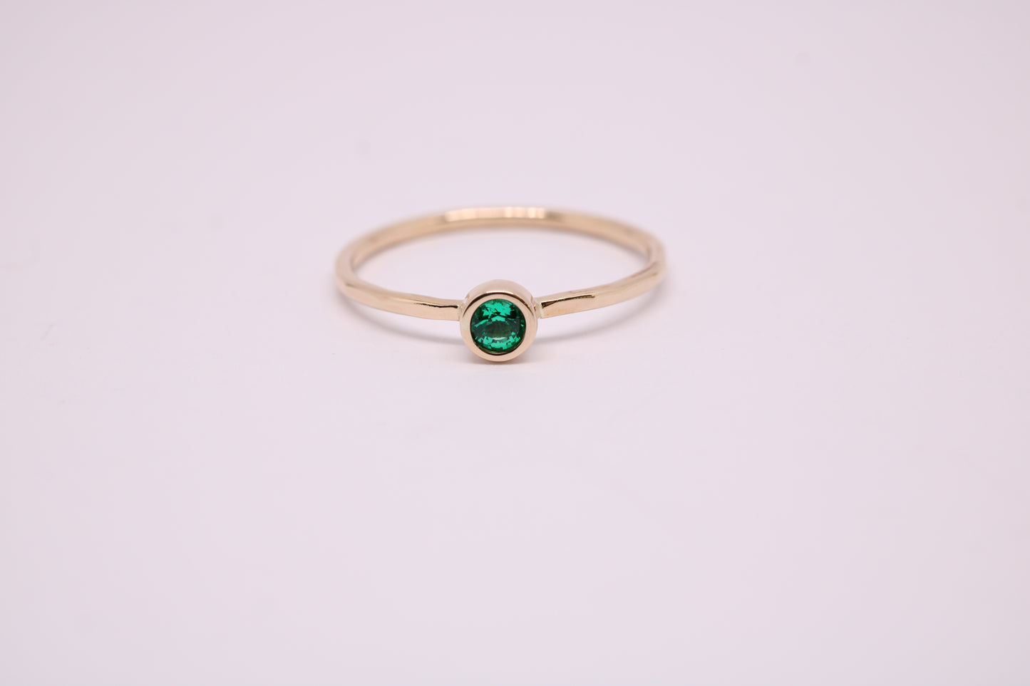 Solid 14K Gold Birthstone Stacking Ring - All 12 Gemstones Available
