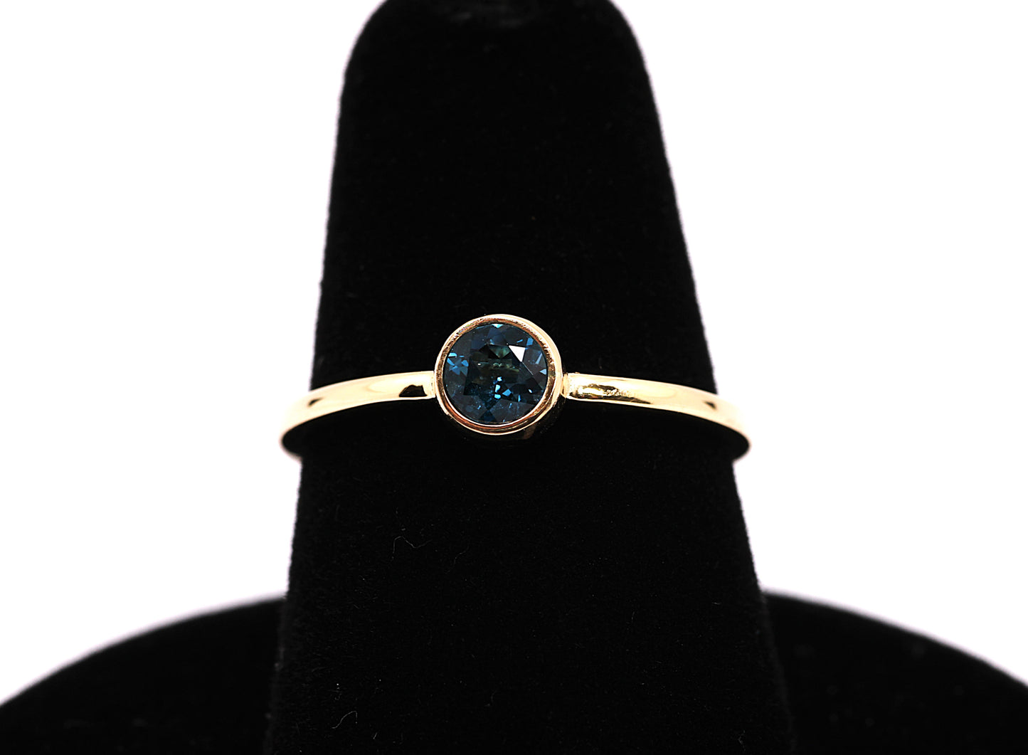 14k Gold 4mm London Blue Topaz Birthstone Stacking Ring
