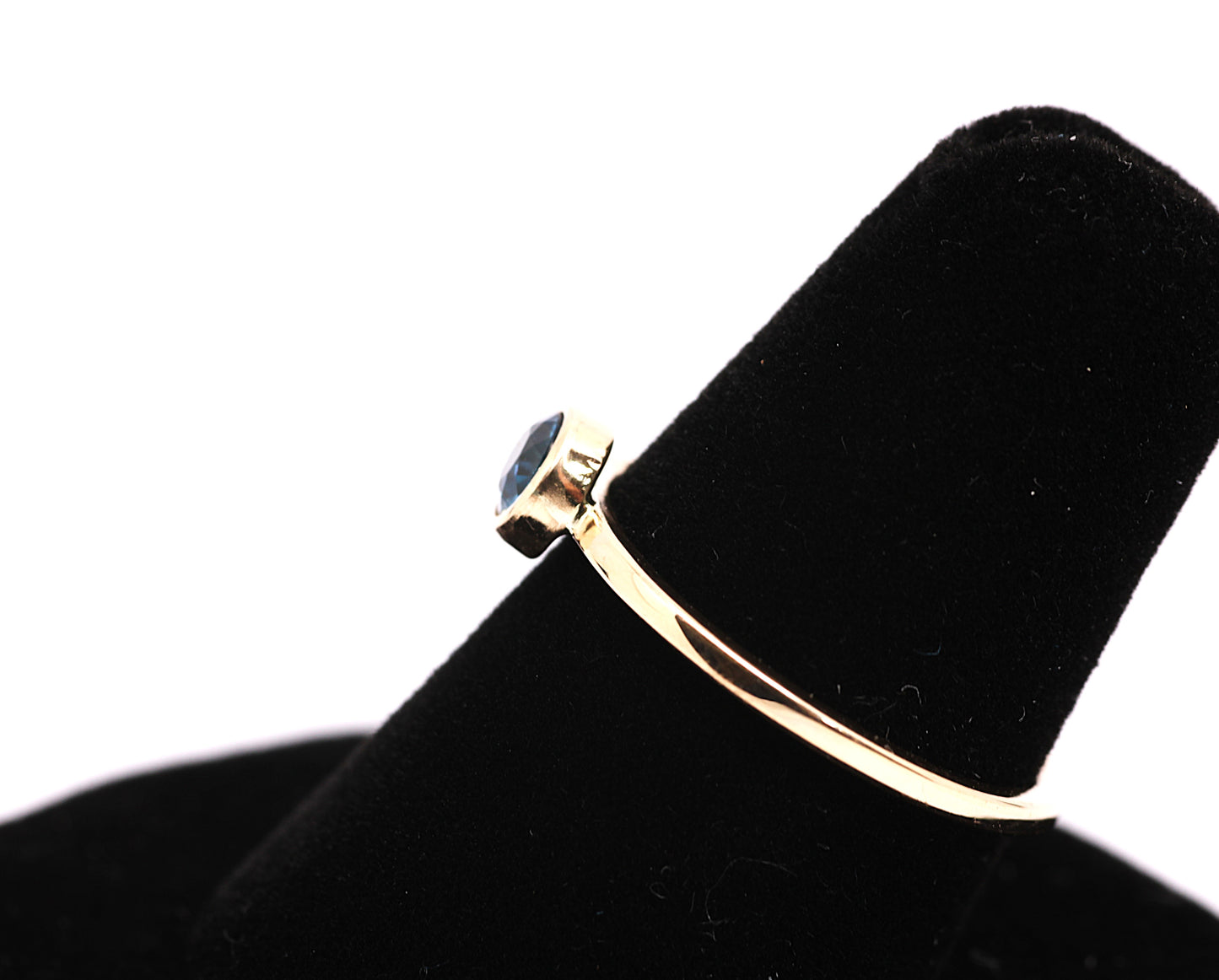 14k Gold 4mm London Blue Topaz Birthstone Stacking Ring