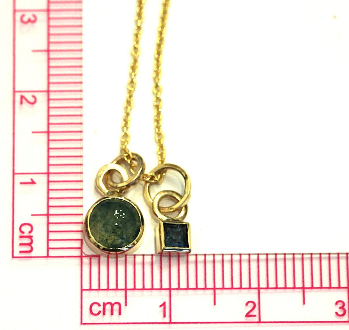 14K Gold Green Moss Agate Pendant Necklace, Birthstone Accent, Optional Chain