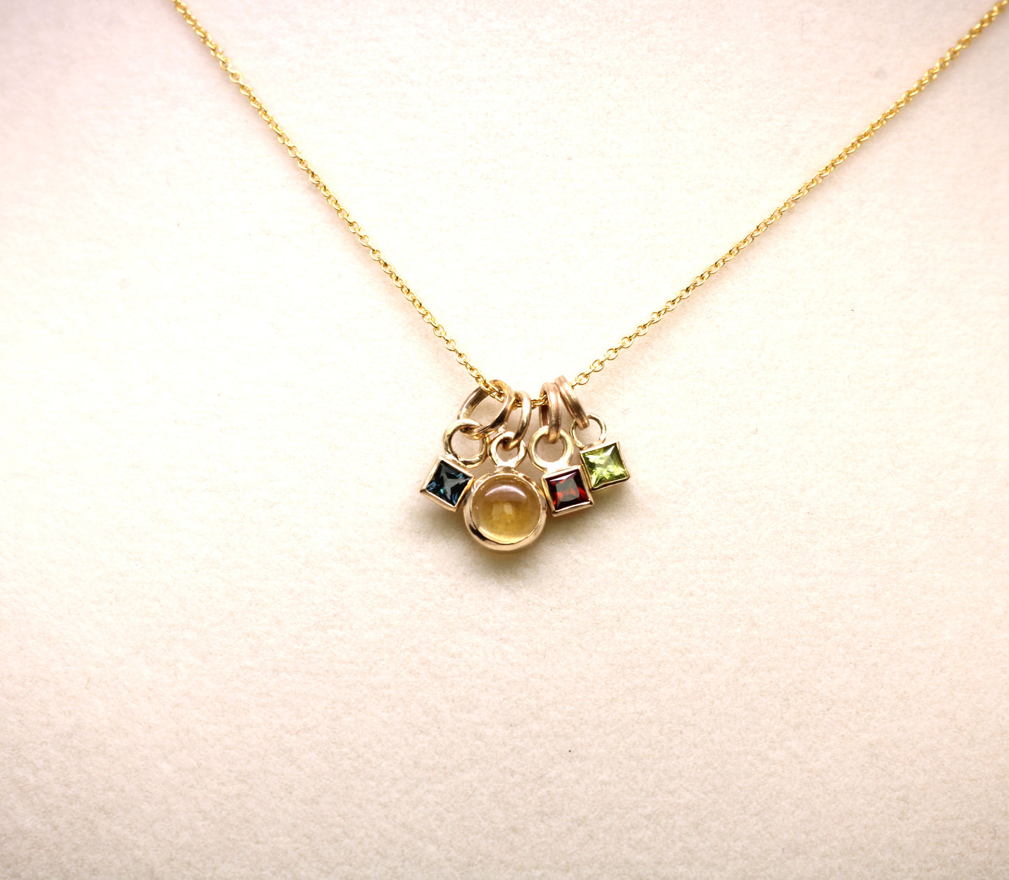 14K Solid Gold Citrine Necklace/ Birthstone Accent/Optional Gold Chain