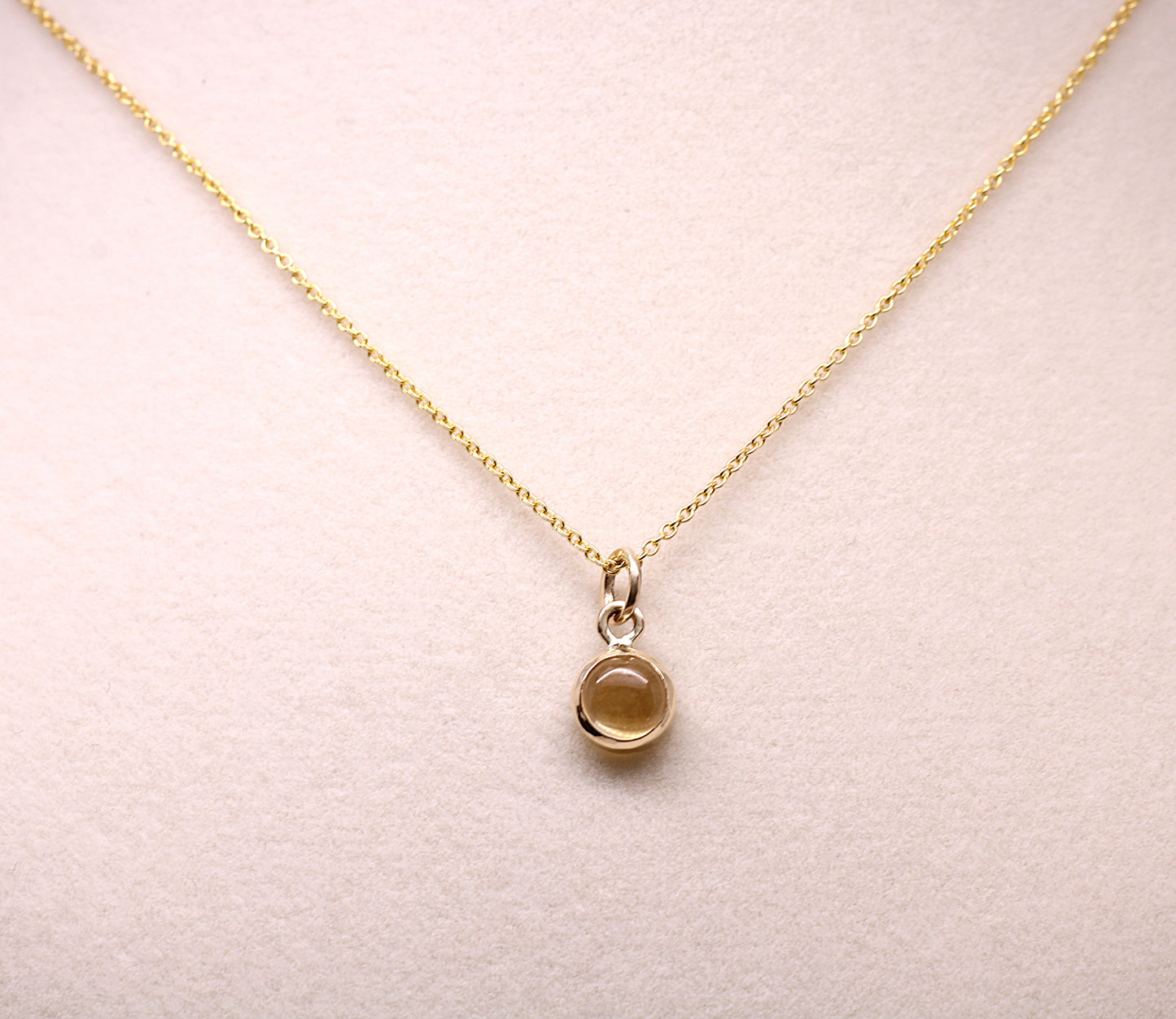 14K Solid Gold Citrine Necklace/ Birthstone Accent/Optional Gold Chain