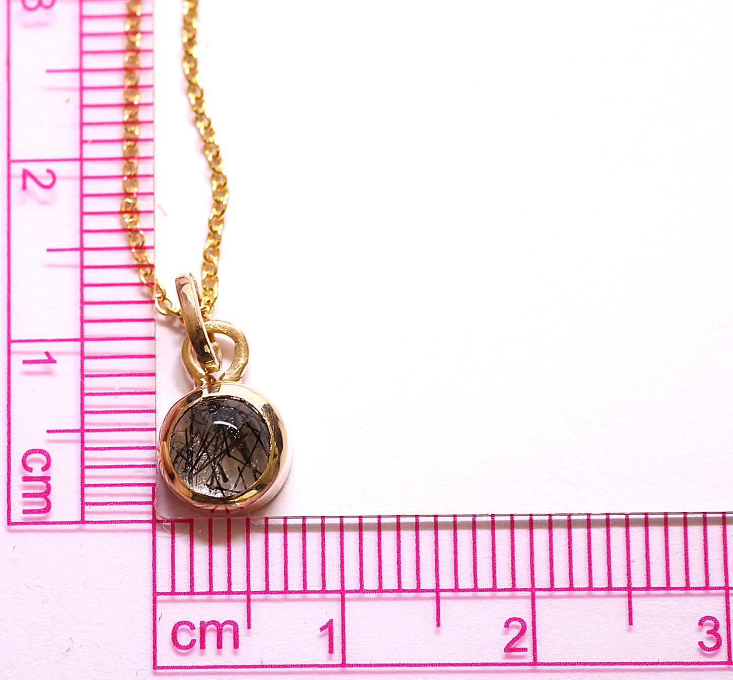 14K Solid Gold Tourmaline Quarts Necklace/ Birthstone Accent/Optional Gold Chain