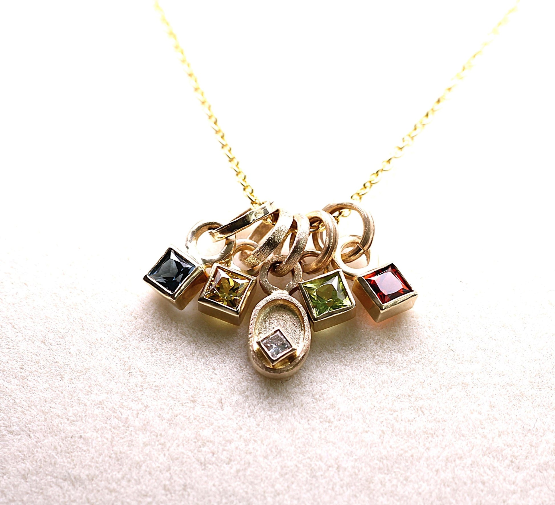 14K Solid Gold Blue Sapphire Necklace/Optional Gold Chain