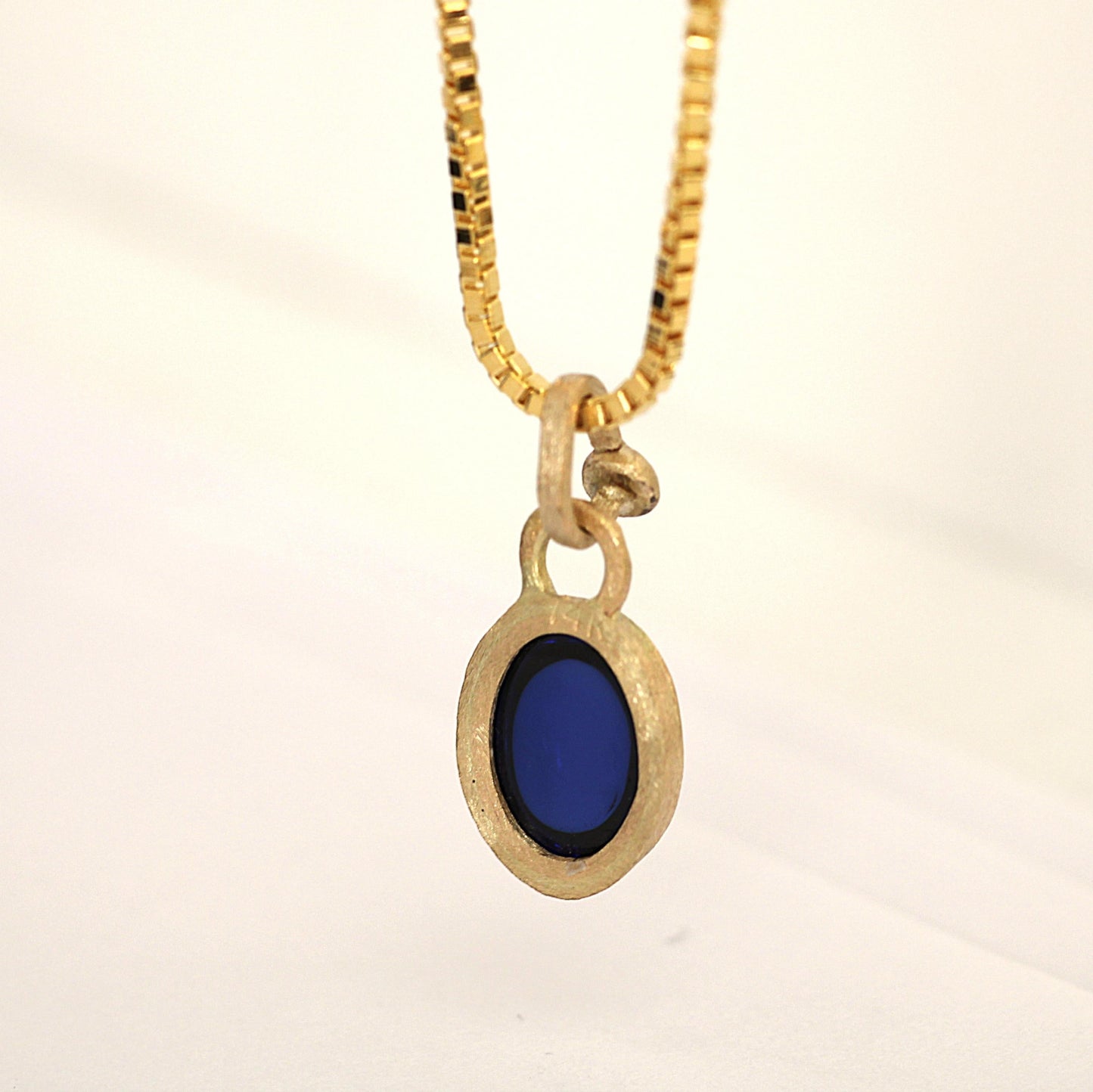 14K Solid Gold Blue Sapphire Necklace/Optional Gold Chain