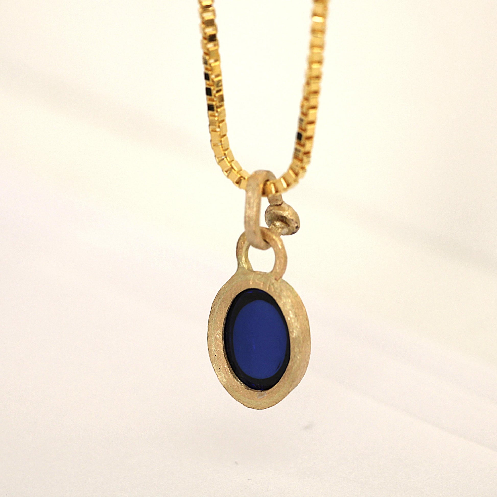 14K Solid Gold Blue Sapphire Necklace/Optional Gold Chain