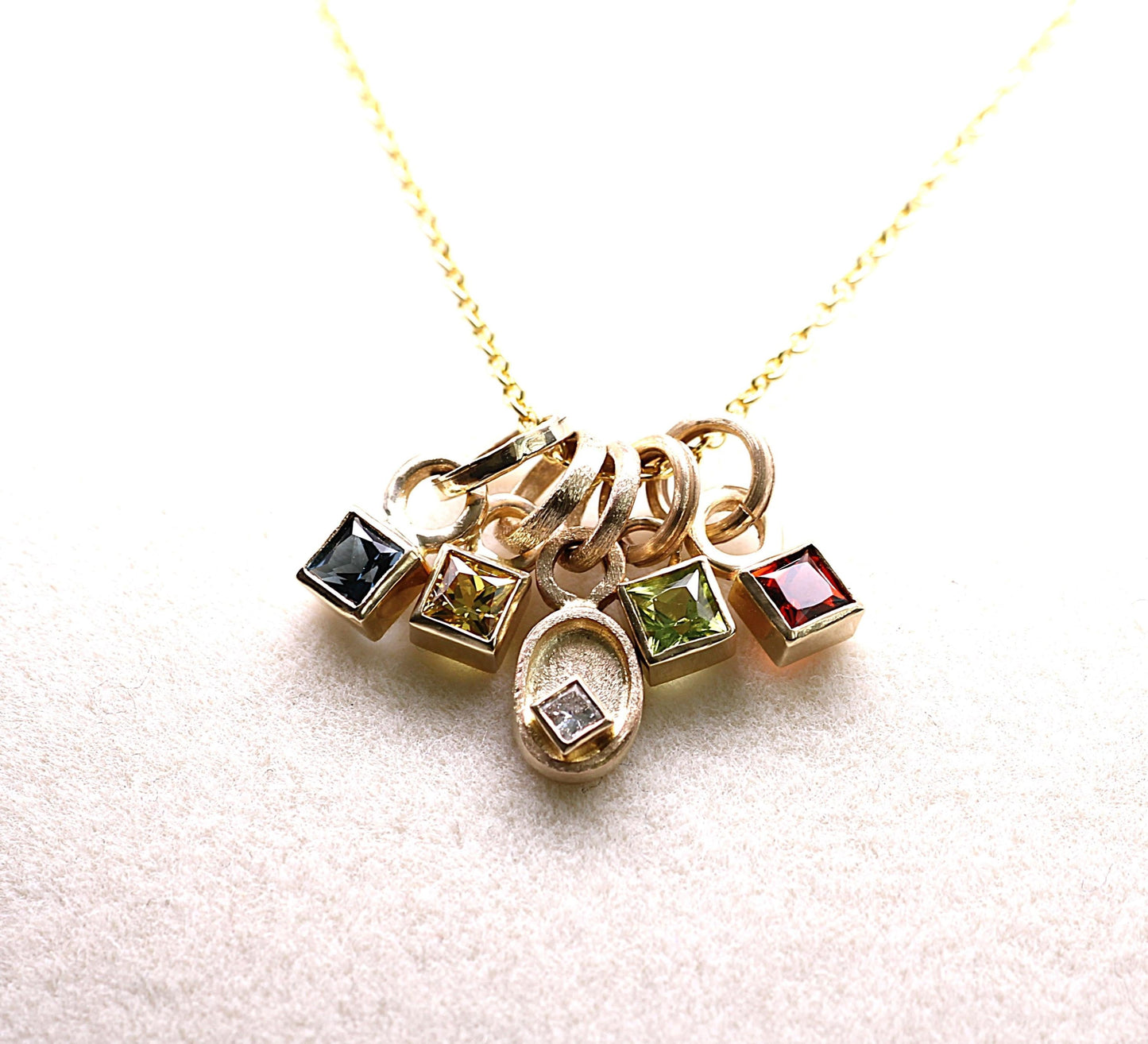 14K Solid Gold Tear Drop Rhodolite Garnet Necklace/Optional Gold Chain