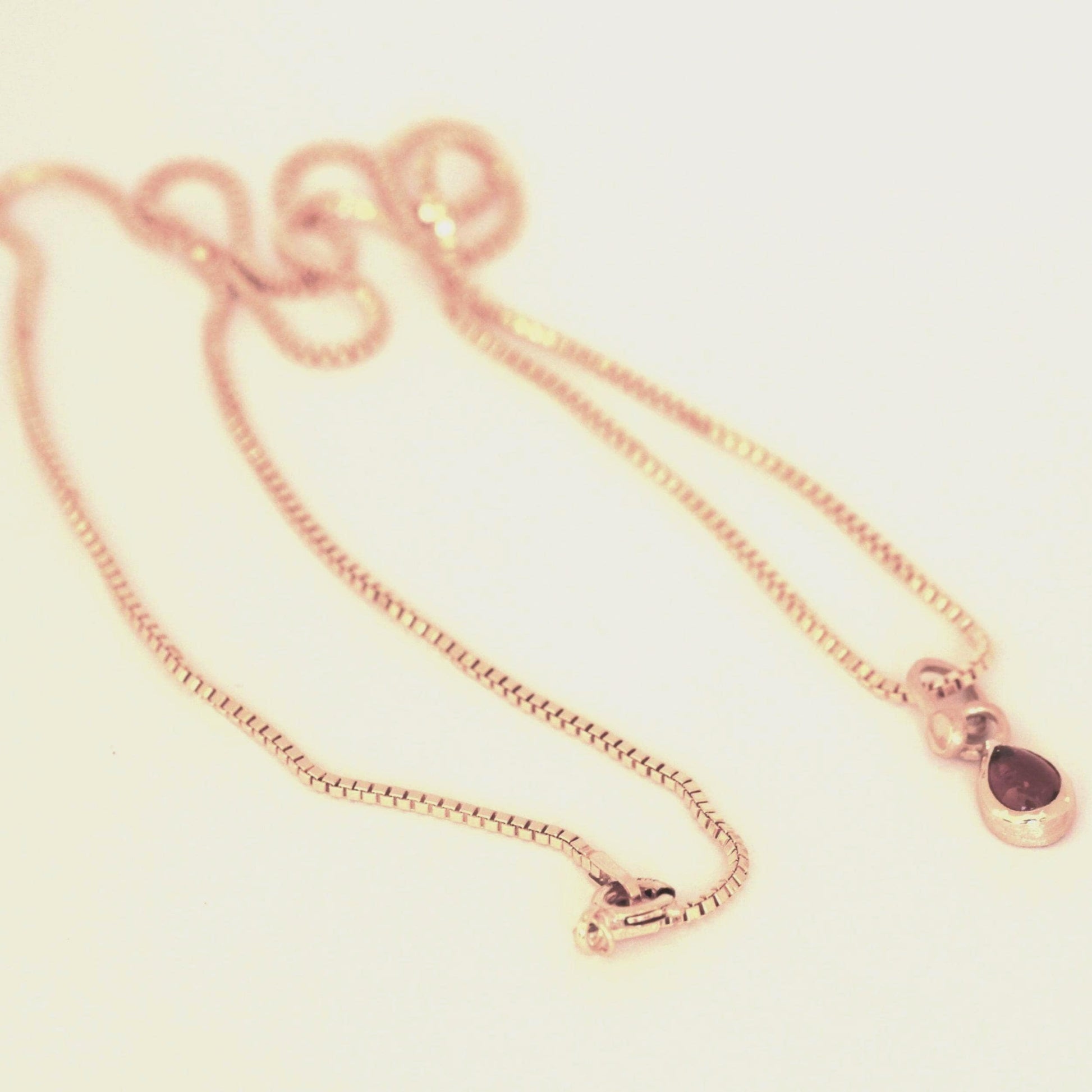 14K Solid Gold Tear Drop Rhodolite Garnet Necklace/Optional Gold Chain