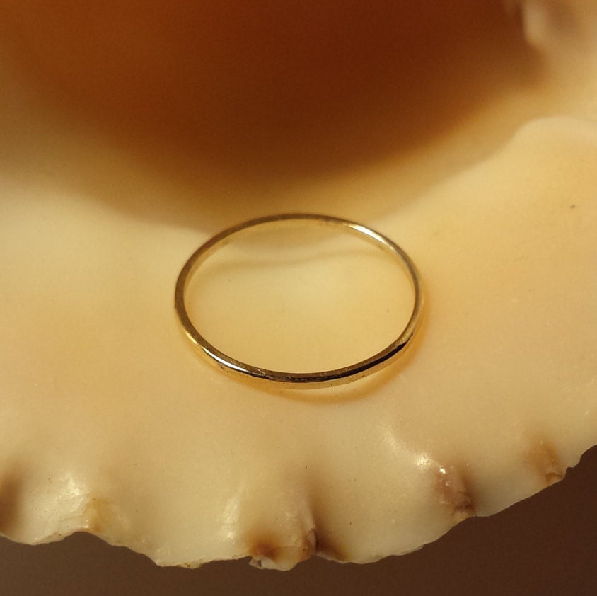 Solid 14k Yellow Gold Ring: Minimalist Stacking Band
