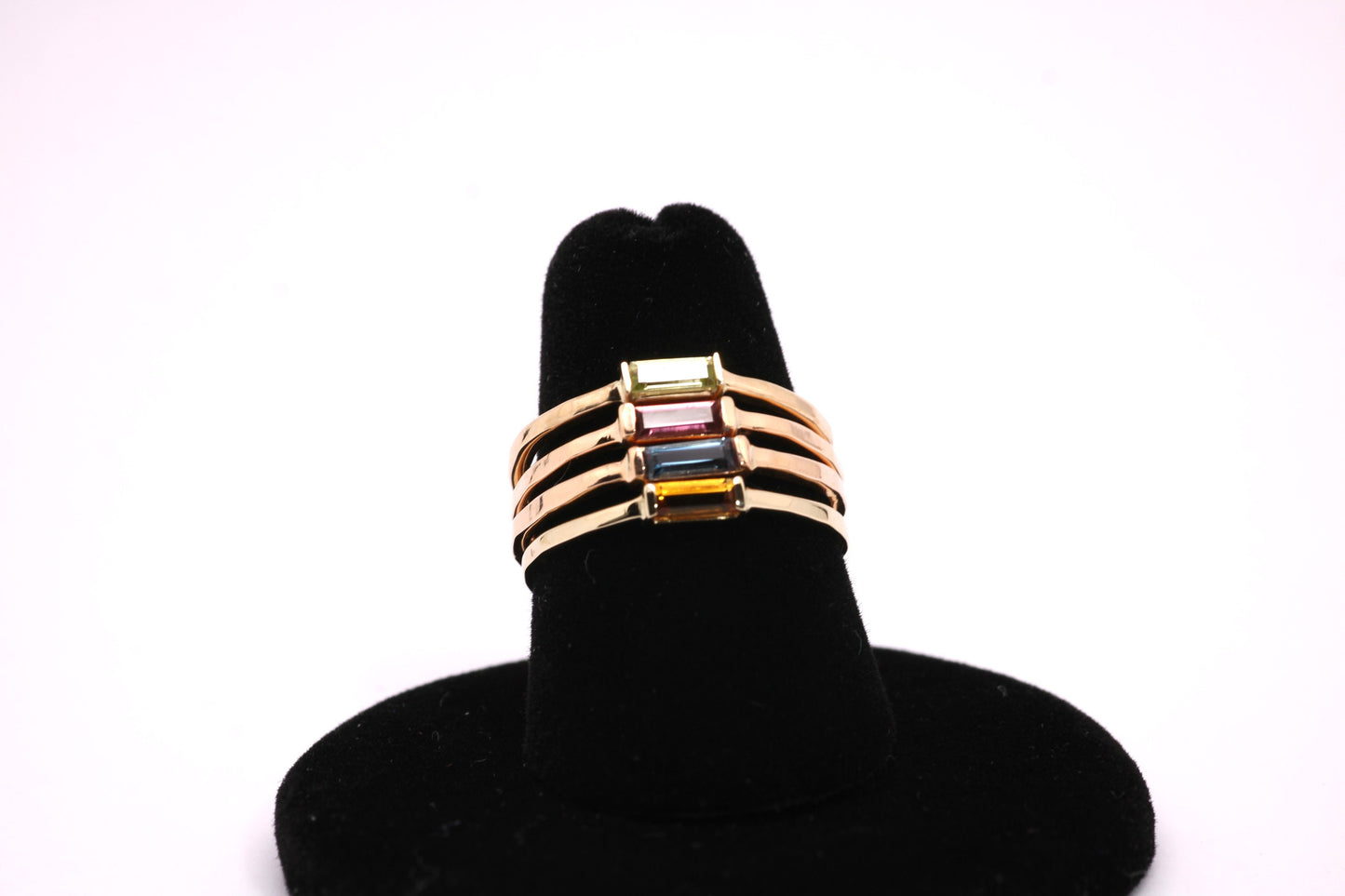 Solid 14k Gold Citrine Baguette Ring: November Birthstone Stacking