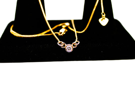 Solid 14k Gold Natural Diamond Solitaire Necklace: Adjustable Chain