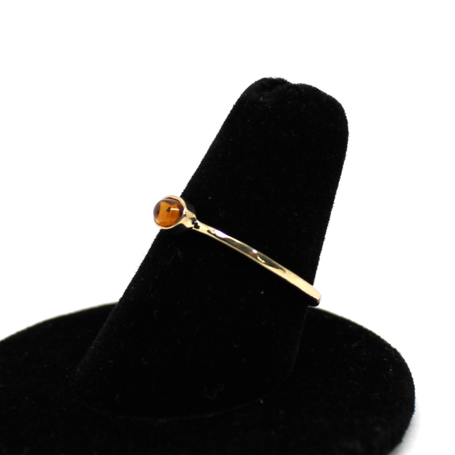 14k Gold Citrine Cabochon Ring: November Birthstone