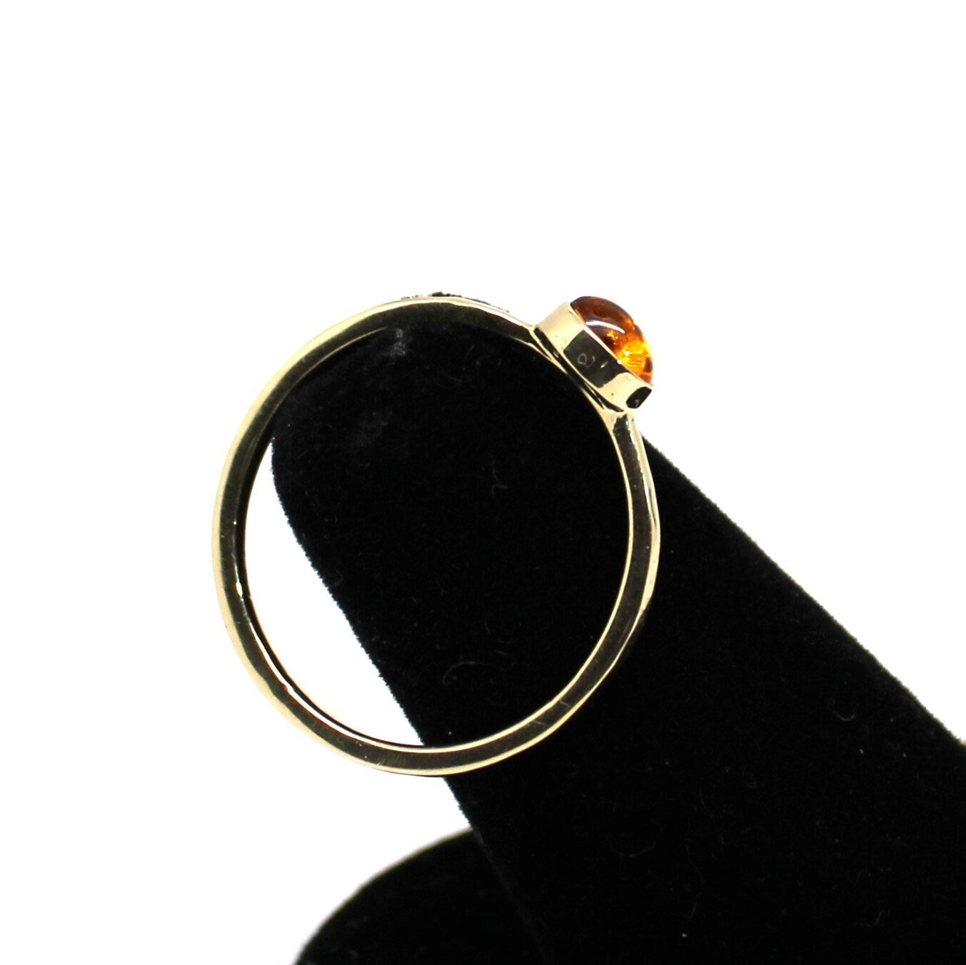 14k Gold Citrine Cabochon Ring: November Birthstone