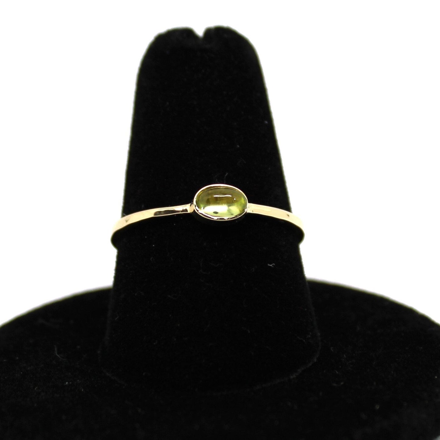 14k Gold Peridot Cabochon Ring: August Birthstone Jewelry
