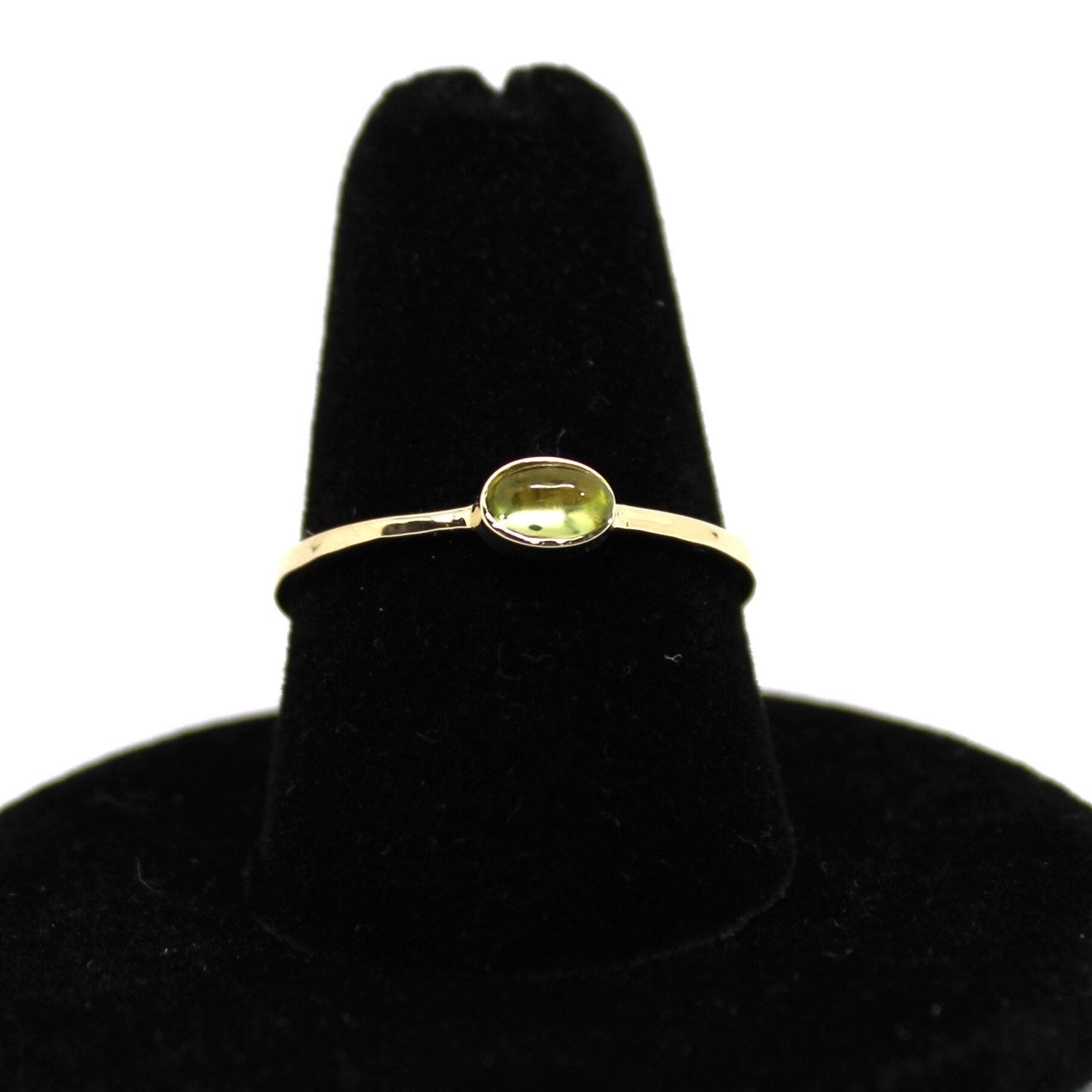 14k Gold Peridot Cabochon Ring: August Birthstone Jewelry