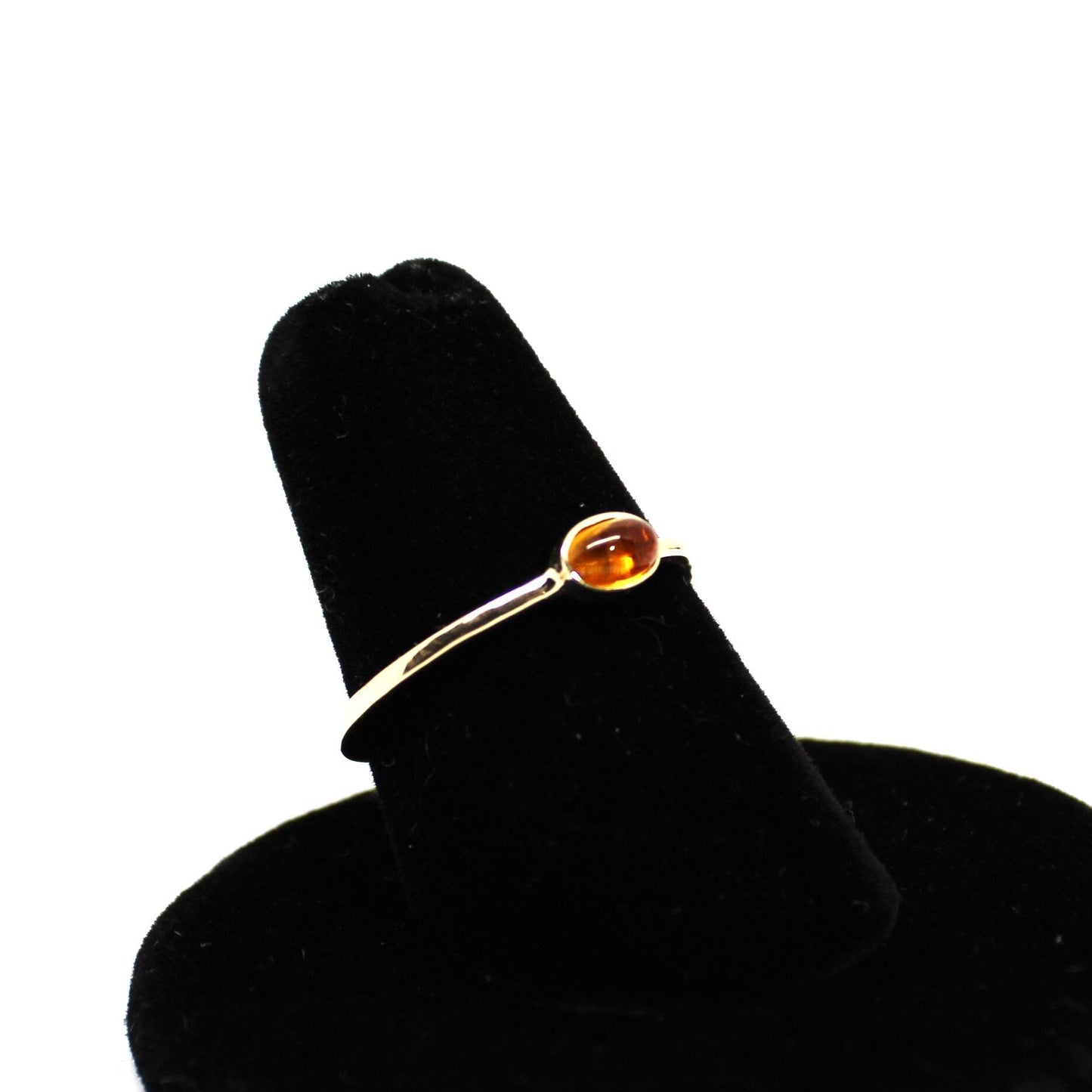14k Gold Citrine Cabochon Ring: November Birthstone