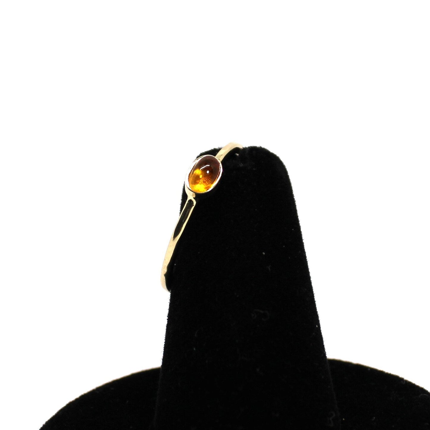 14k Gold Citrine Cabochon Ring: November Birthstone