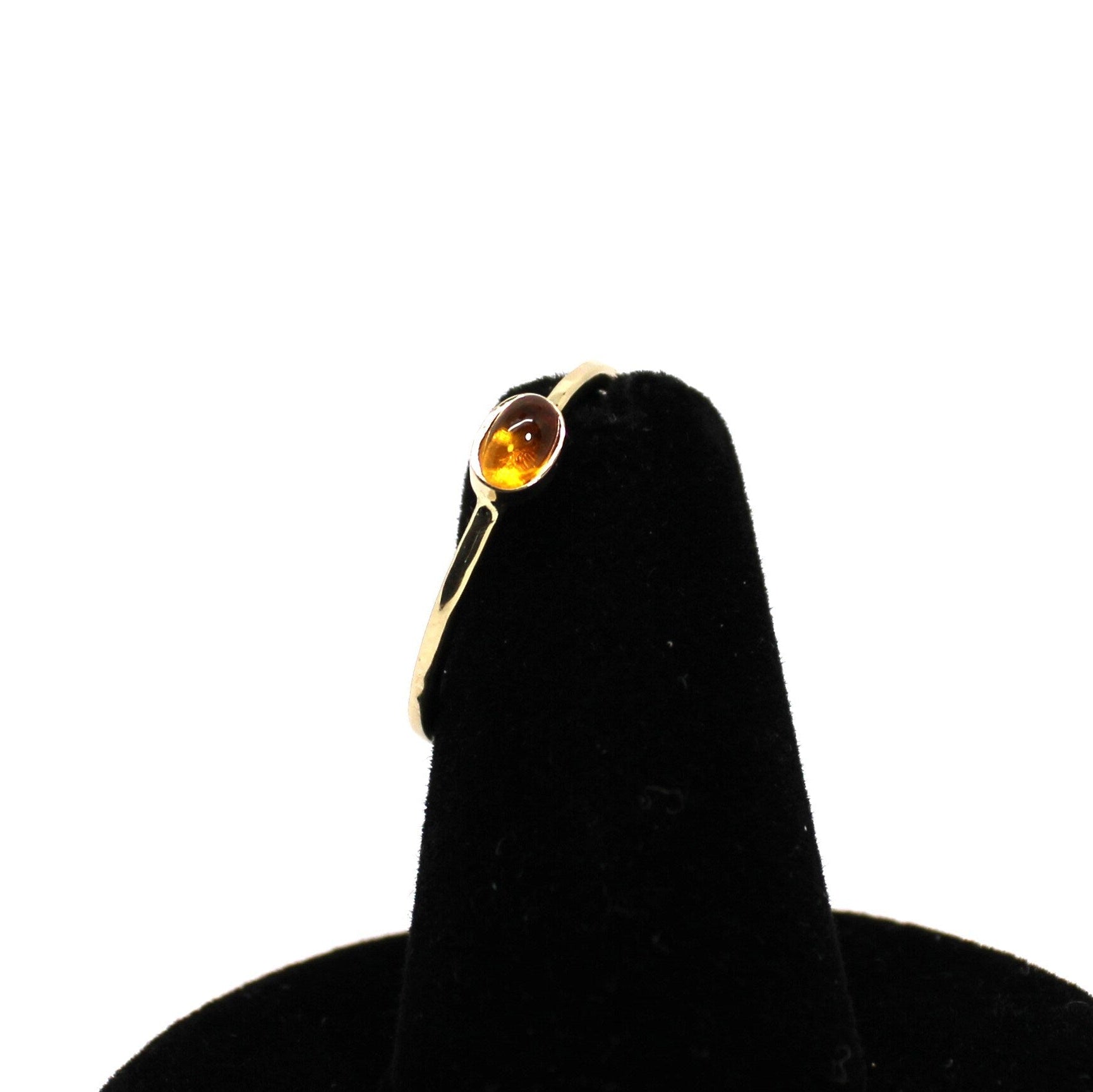 14k Gold Citrine Cabochon Ring: November Birthstone