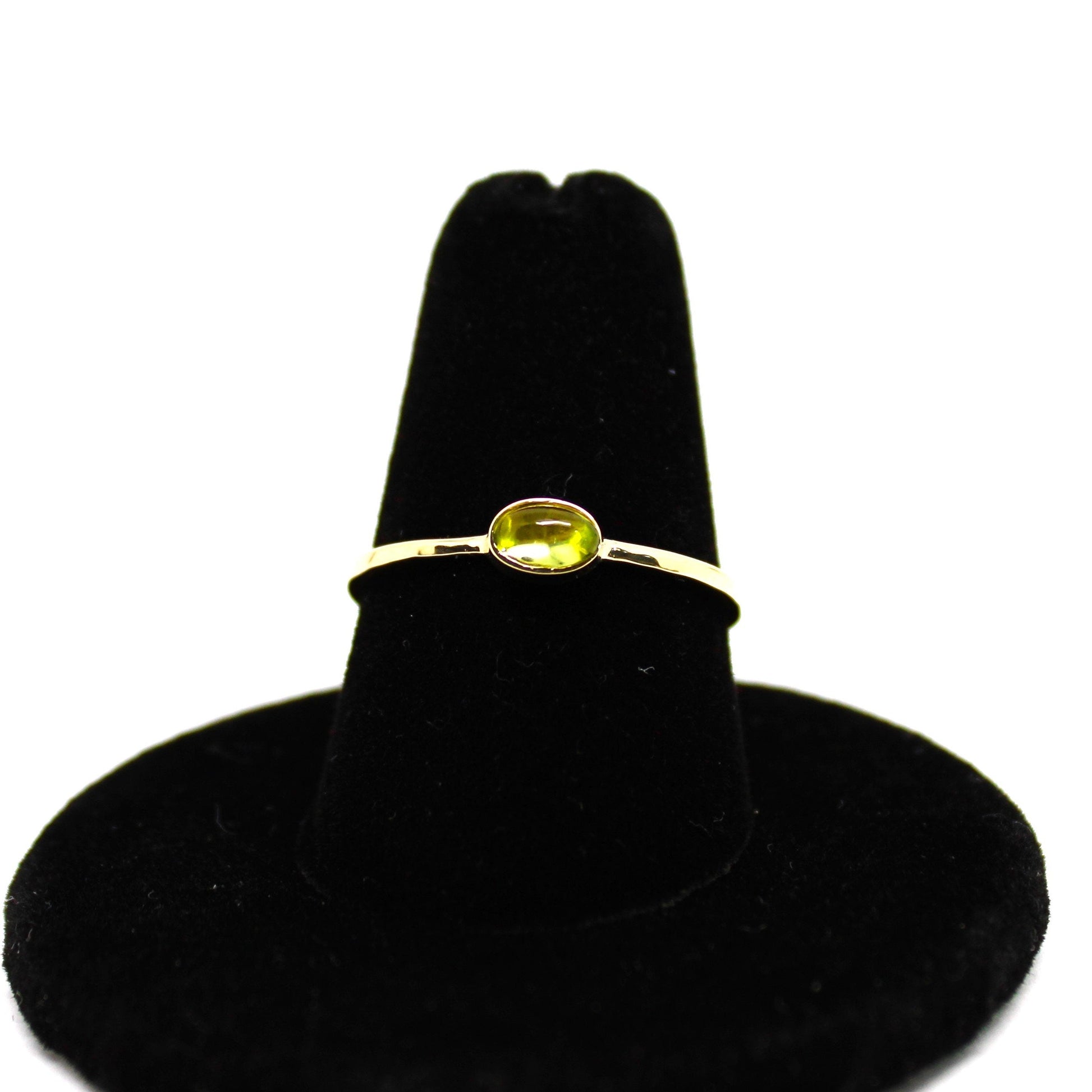 14k Gold Peridot Cabochon Ring: August Birthstone Jewelry