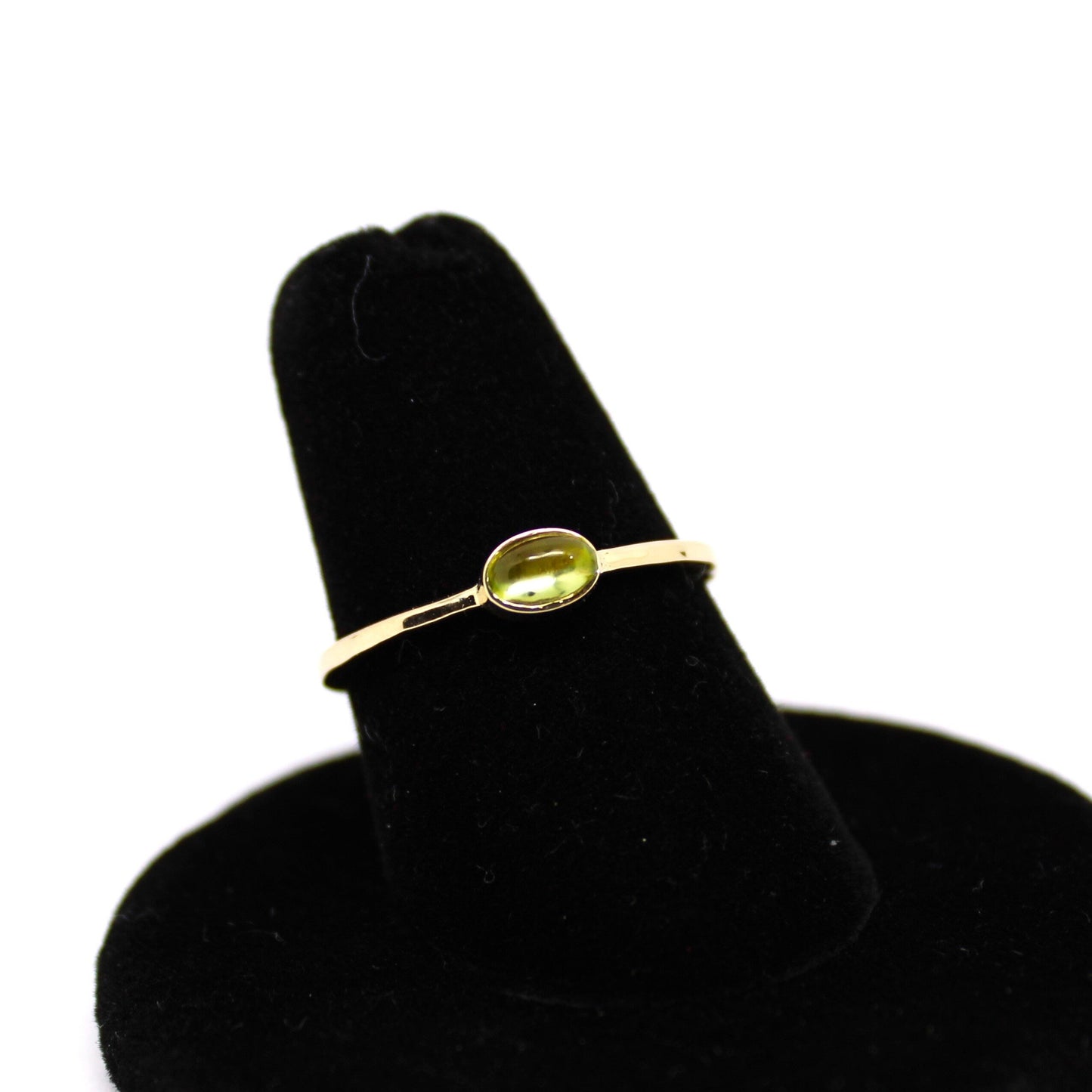 14k Gold Peridot Cabochon Ring: August Birthstone Jewelry