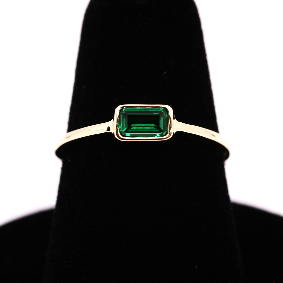 14k Gold Emerald Ring: May Birthstone Solitaire