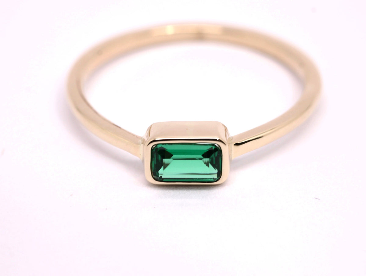 14k Gold Emerald Ring: May Birthstone Solitaire