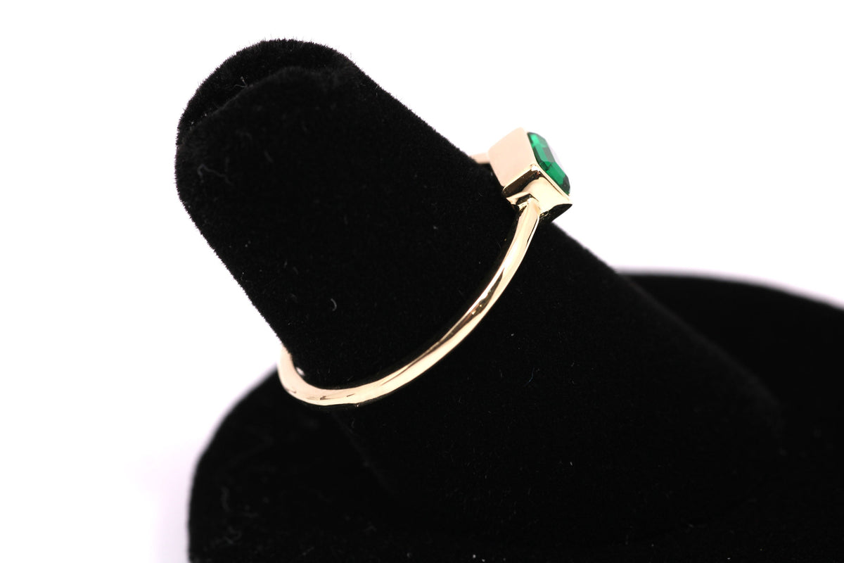 14k Gold Emerald Ring: May Birthstone Solitaire