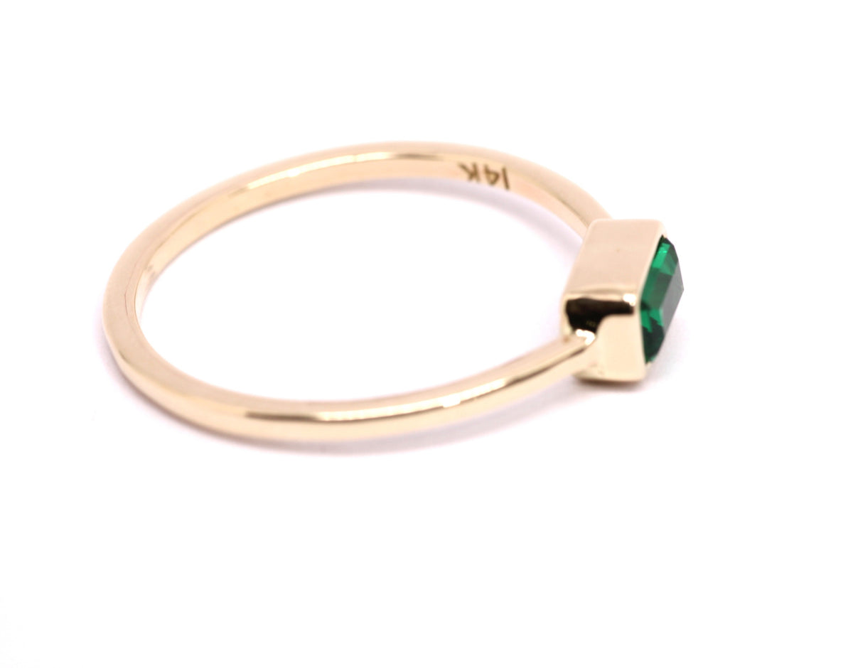 14k Gold Emerald Ring: May Birthstone Solitaire