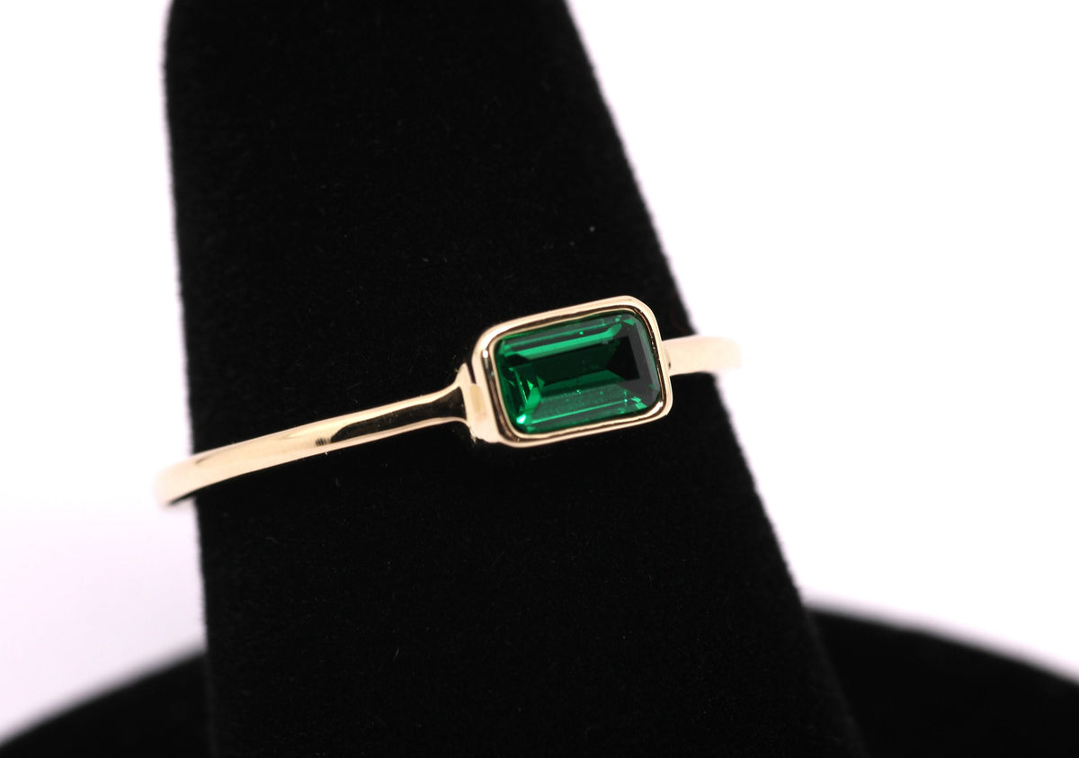14k Gold Emerald Ring: May Birthstone Solitaire